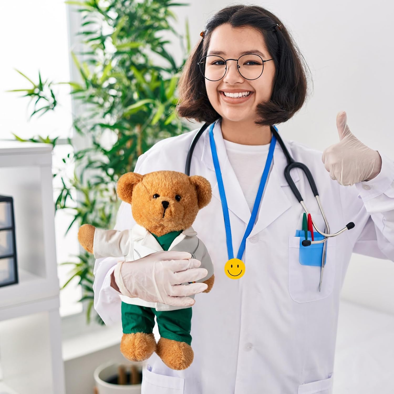 HollyHOME 16 inches Doctor in Scrubs Teddy Bear Stuffed Animal Plush Toy