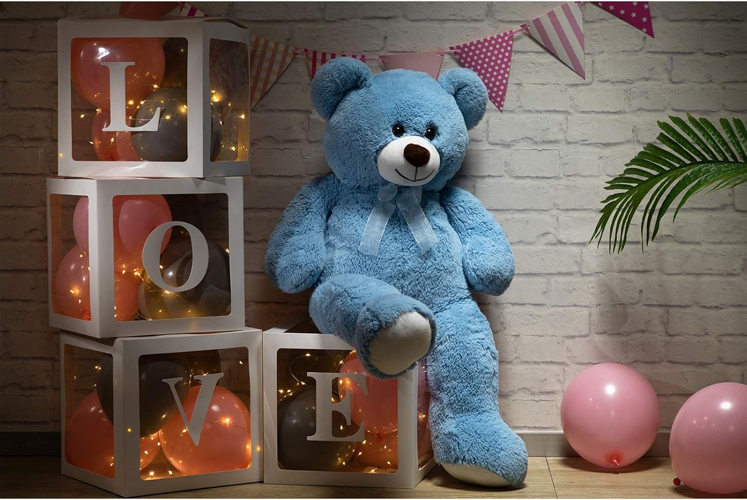 HollyHOME Big Teddy Bear Large Teddy Bear Stuffed Animal Birthday Valentines Day Plush for Kids and Girlfriend 36 inch Blue