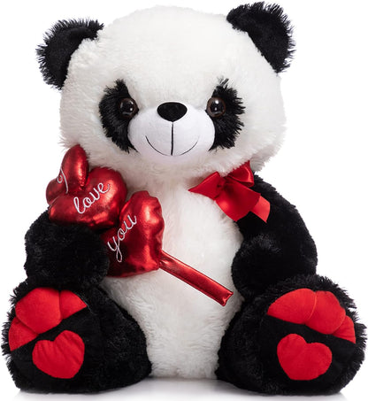 HollyHOME I Love You Panda Stuffed Animal Plush Panda with Red Hearts and Bow Sweet Plush Toy for Valentine's Day 20 inch