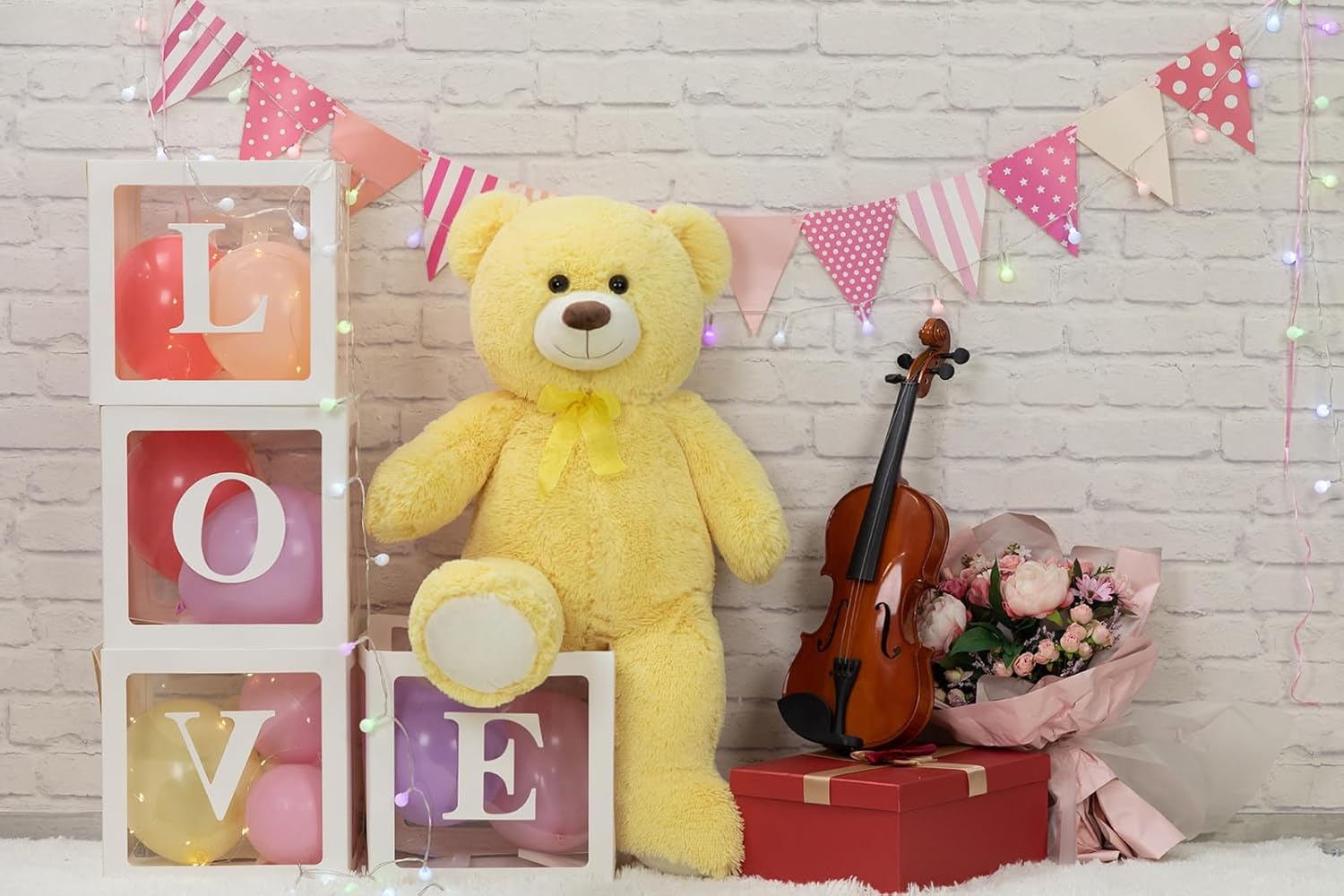 HollyHOME Big Teddy Bear Large Teddy Bear Stuffed Animal Birthday Valentines Day Plush for Kids and Girlfriend 36 inch Yellow