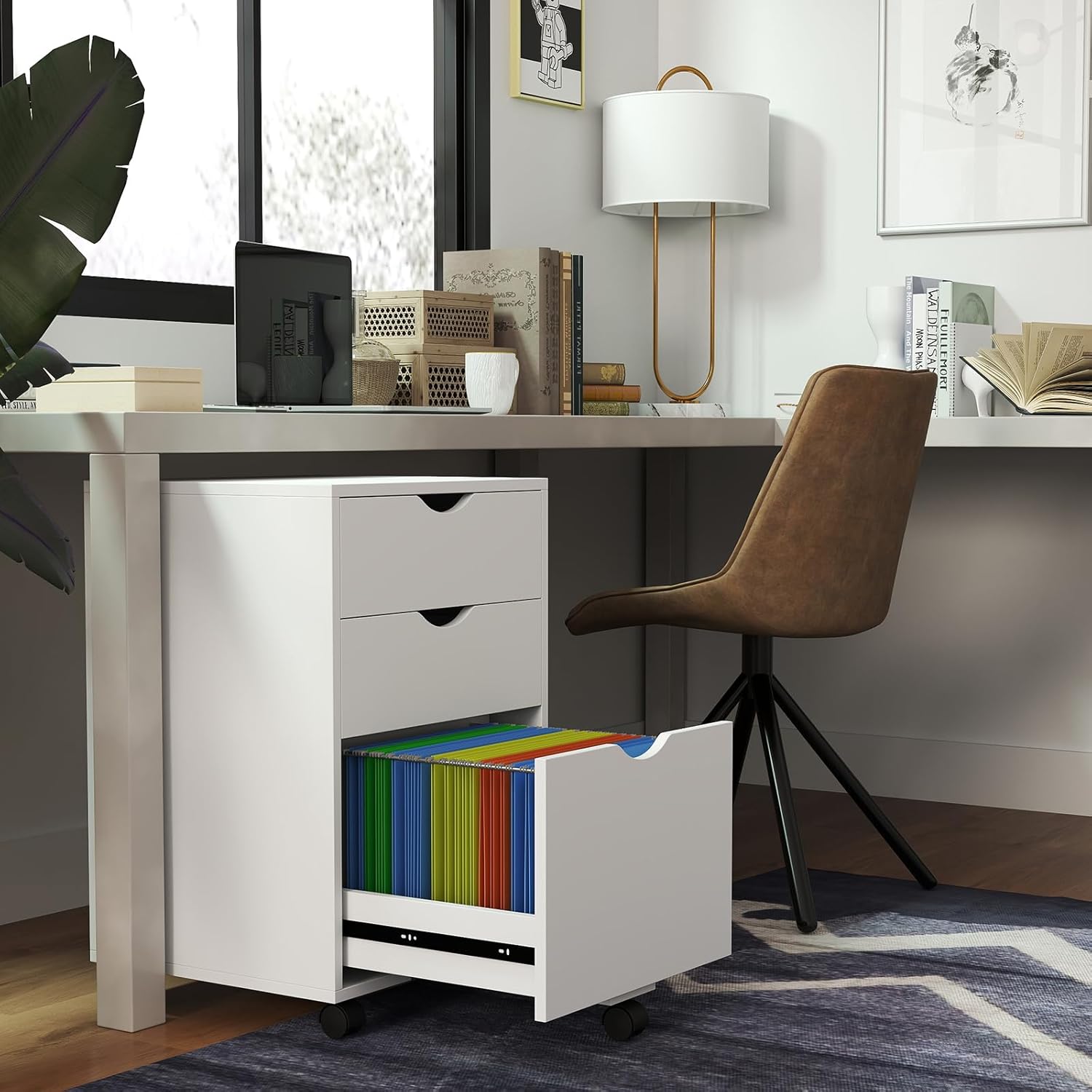 HollyHOME White 3-Drawer Wood File Cabinet