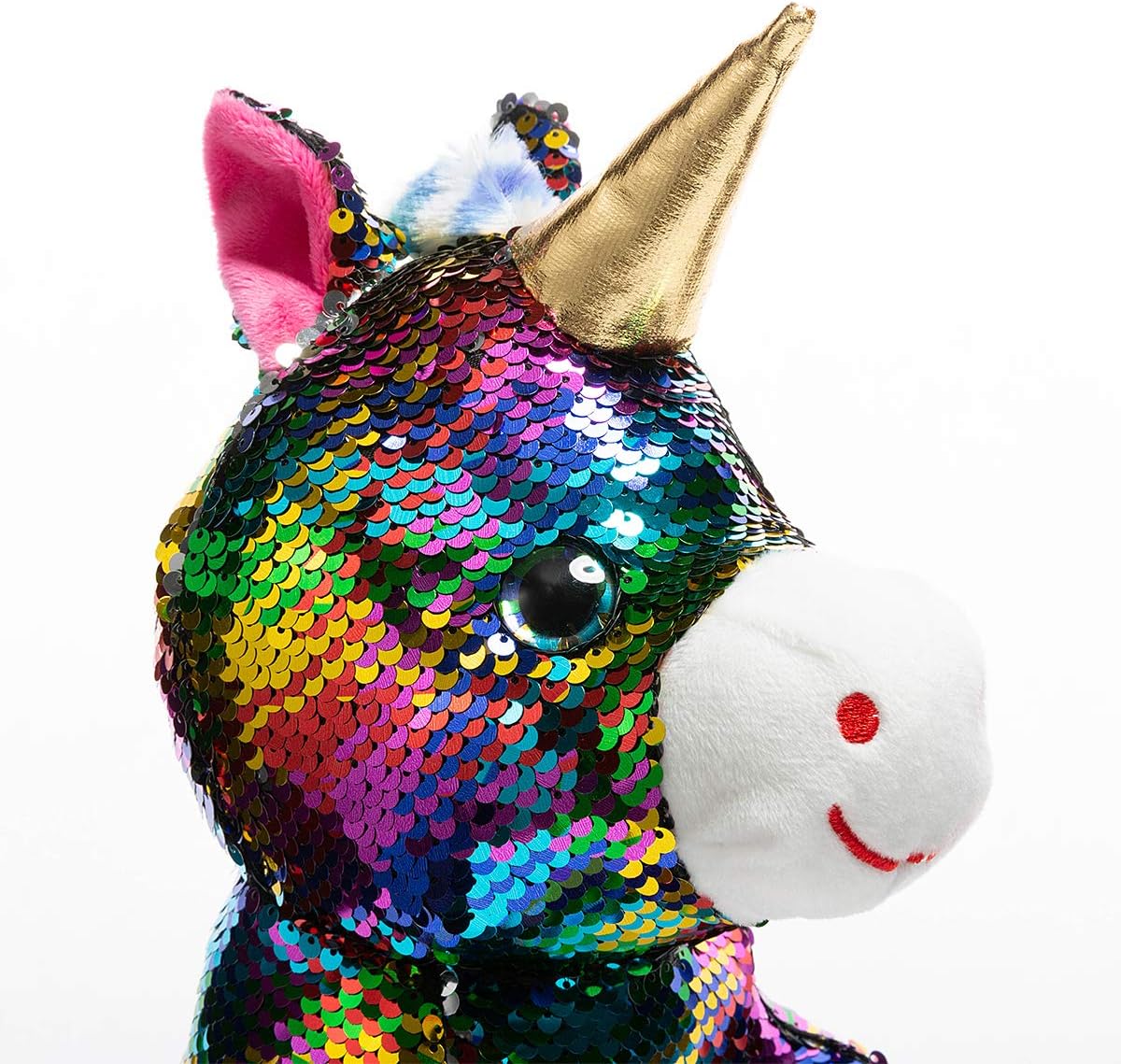 HollyHOME Sequins Unicorn Stuffed Animal Toy Reversible Rainbow Sequins Unicorn Gift for Kids 12 Inches