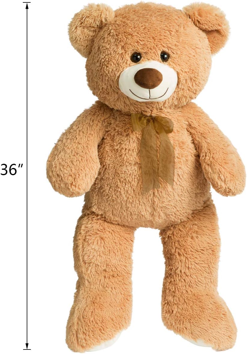 HollyHOME Big Teddy Bear Large Teddy Bear Stuffed Animal Birthday Valentines Day Plush for Kids and Girlfriend 36 inch Brown