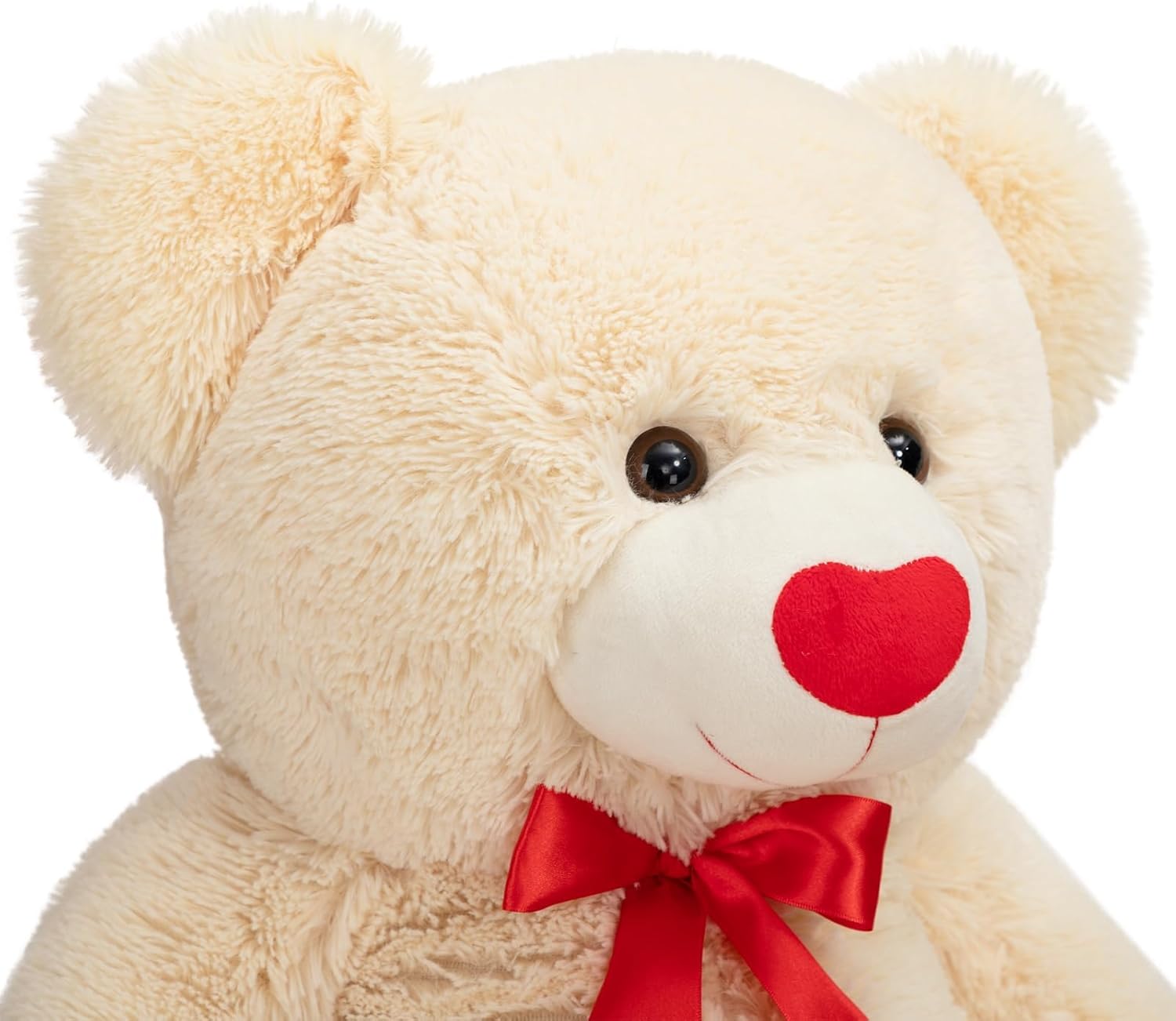 HollyHOME Big Teddy Bear Stuffed Animal Large Bear Plush with Red Heart for Girlfriend and Kids Valentine's Day 36 inch Beige