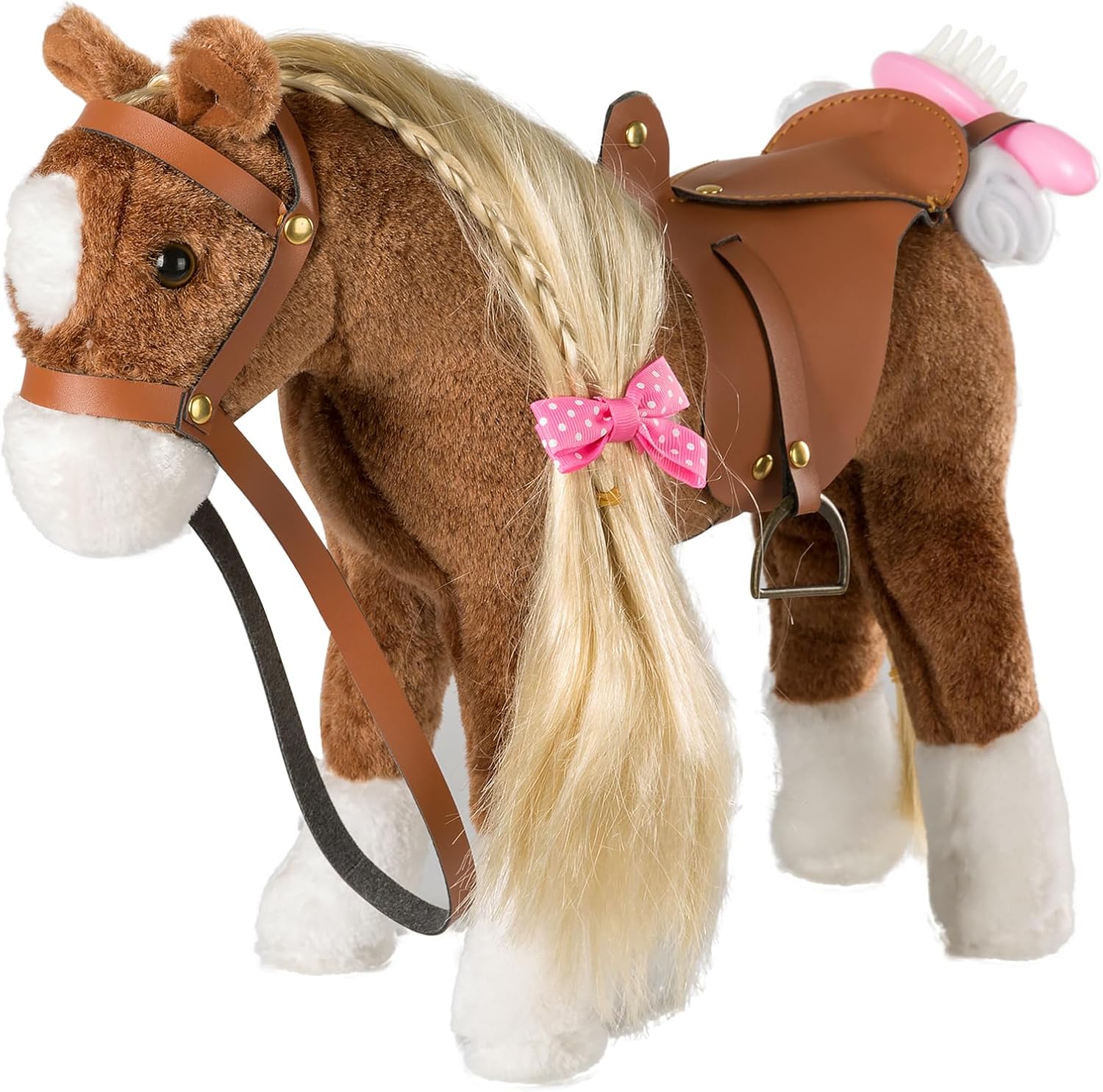 HollyHOME Horse Stuffed Animal Cute Pony Plush Pretend Play Horse Toys for Girls and Horse Lovers 11 inches Brown