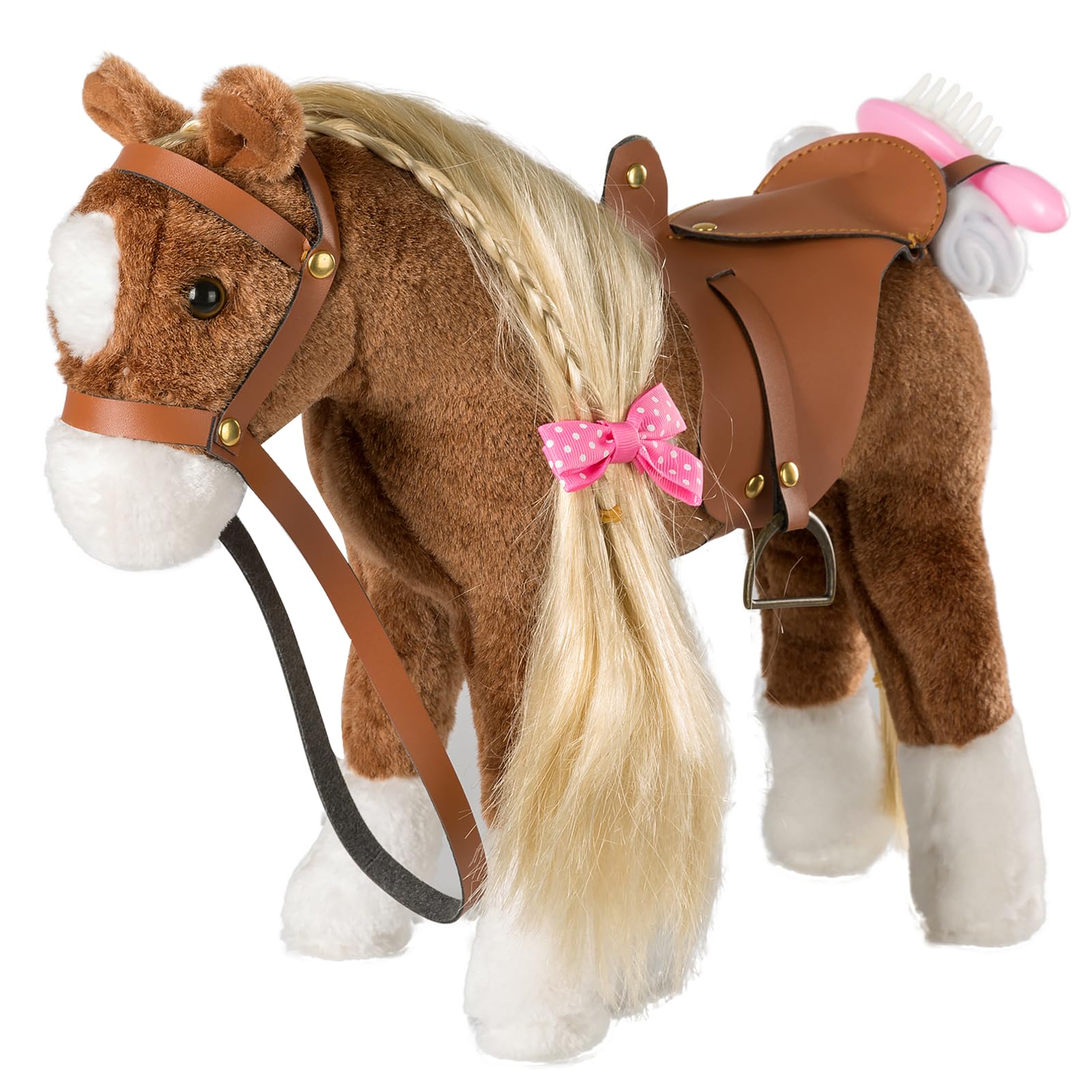 HollyHOME Horse Stuffed Animal Cute Pony Plush Pretend Play Horse Toys for Girls and Horse Lovers 11 inches Brown