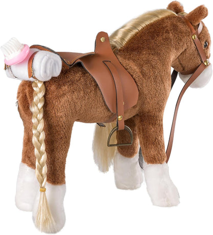 HollyHOME Horse Stuffed Animal Cute Pony Plush Pretend Play Horse Toys for Girls and Horse Lovers 11 inches Brown