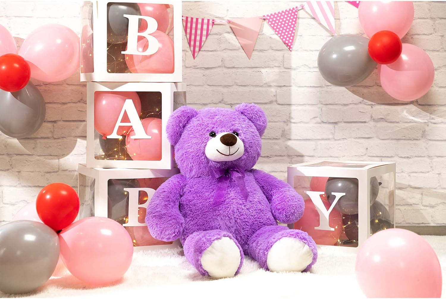 HollyHOME Big Teddy Bear Large Teddy Bear Stuffed Animal Birthday Valentines Day Plush for Kids and Girlfriend 36 inch Gray