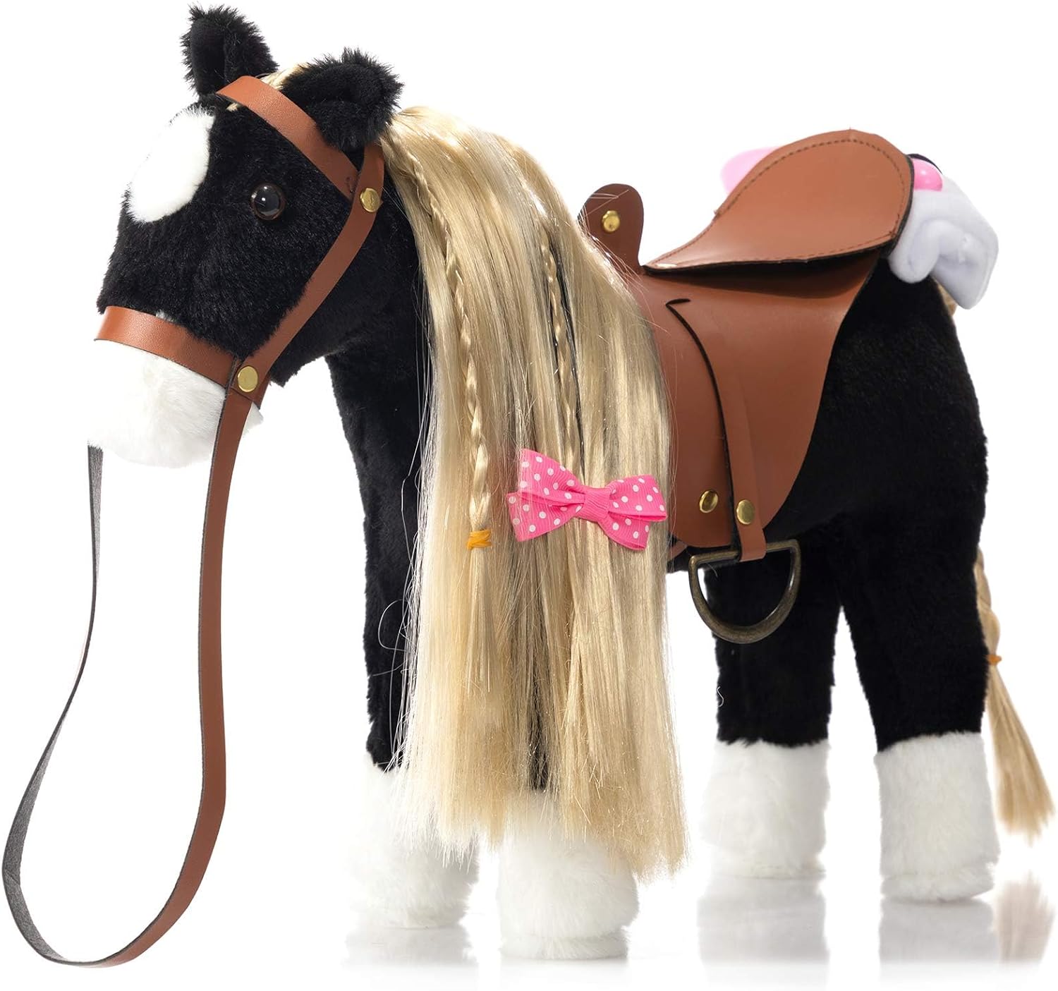 HollyHOME Stuffed Animal Horse Pretty Plush Toy Pretend Play Horse 11 inches Black