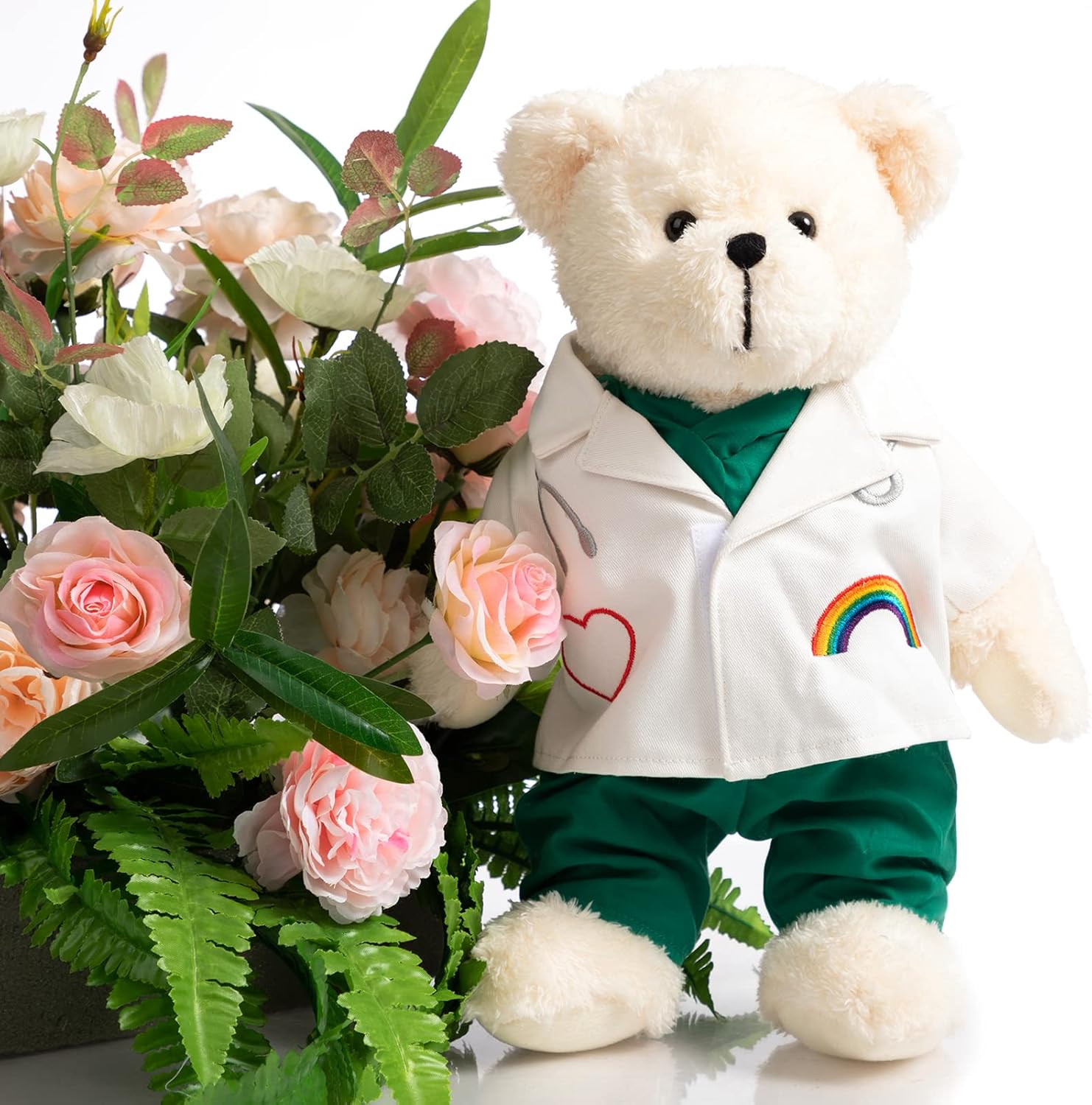 HollyHOME 16 inches Cream Doctor Teddy Bear Stuffed Animal Plush Toy