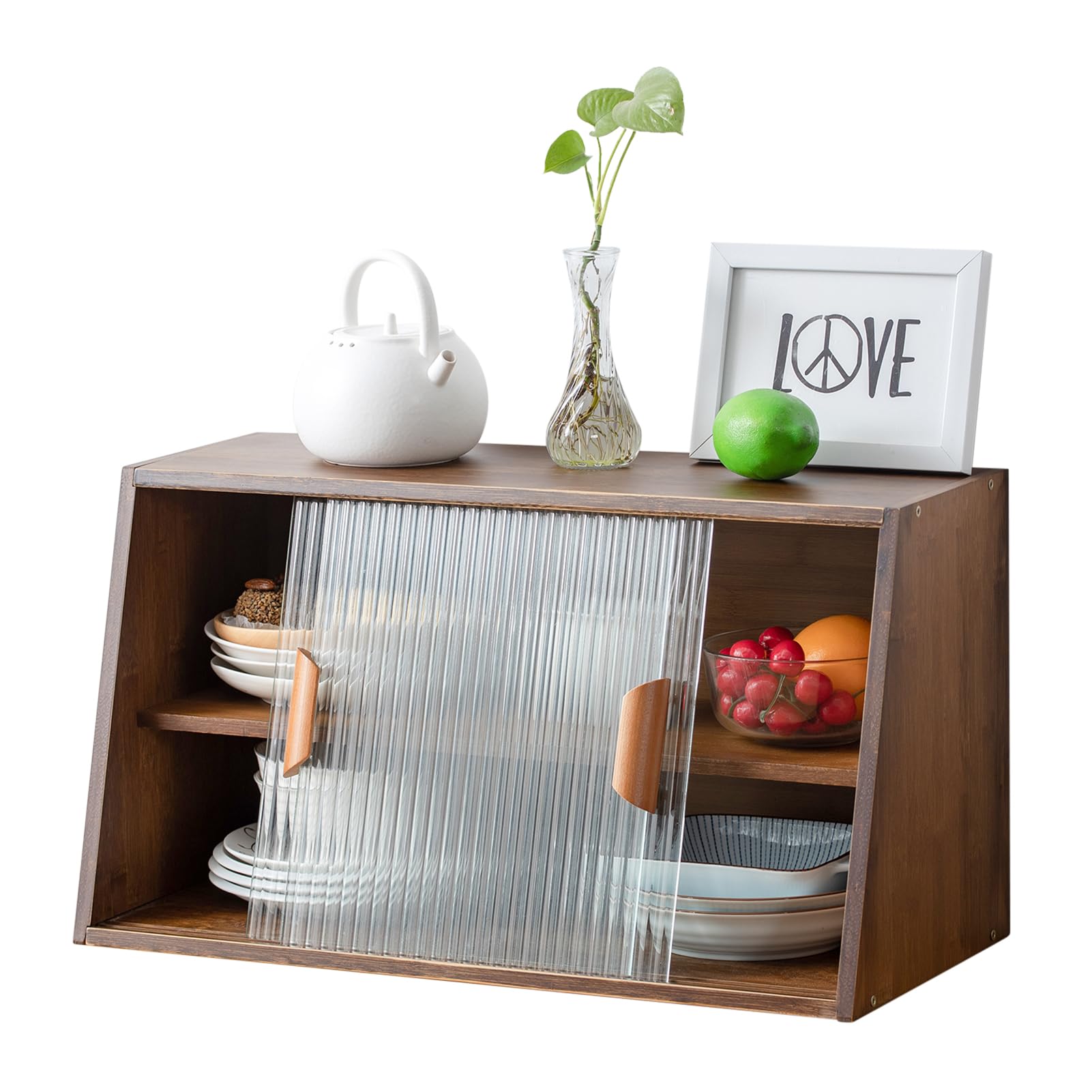 HollyHOME 41.3"(H) Wooden Storage Cabinet with Glass Doors