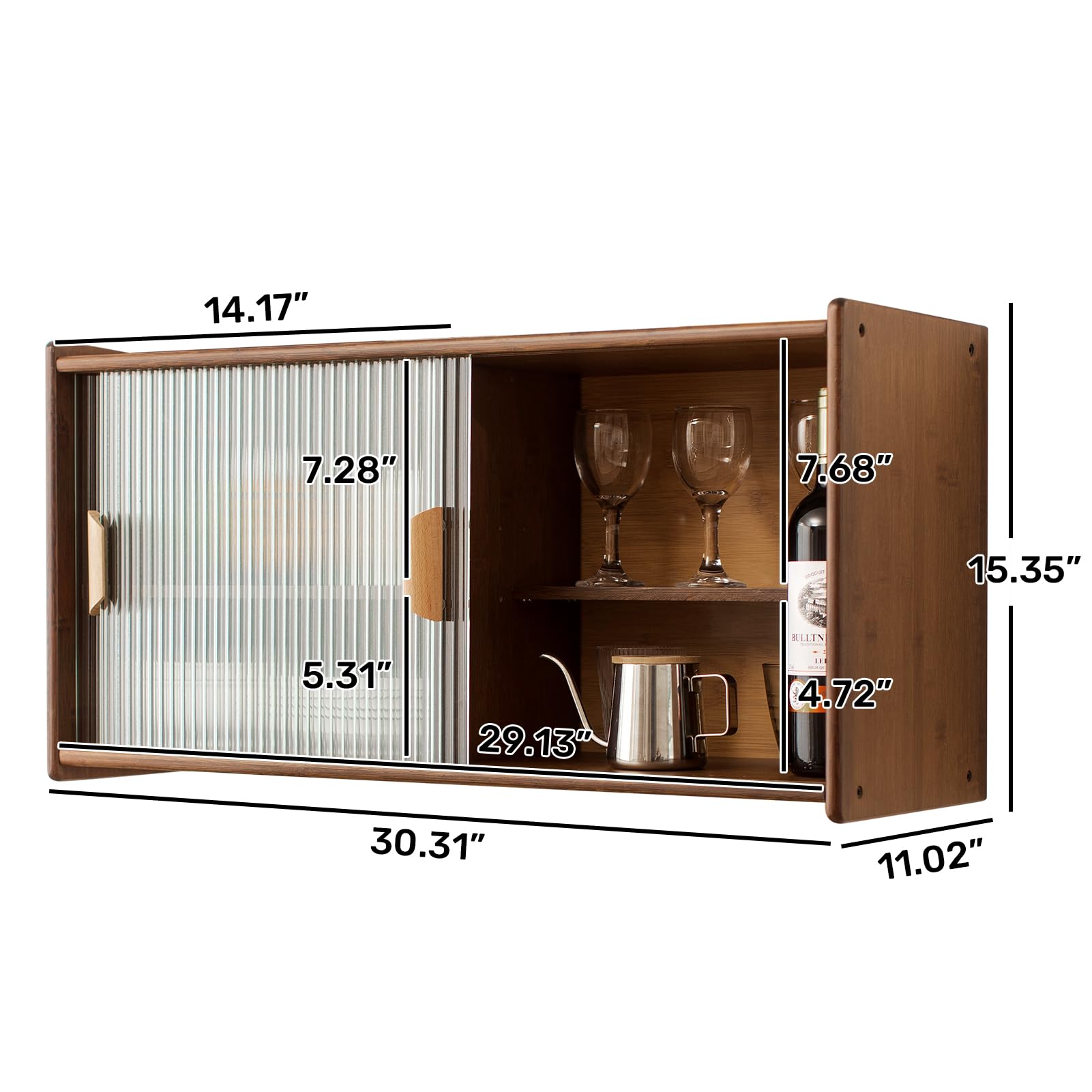 HollyHOME 41.3"(H) Wooden Storage Cabinet with Glass Doors