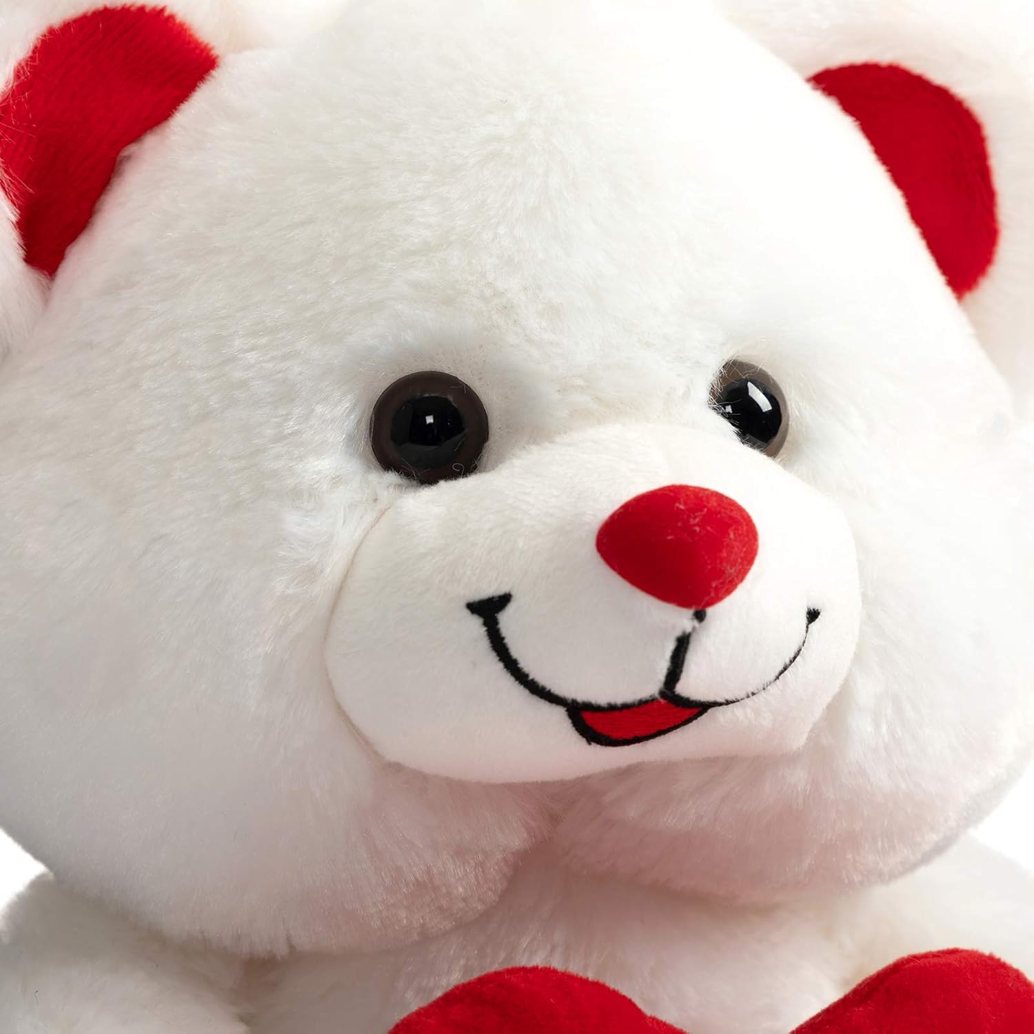 HollyHOME Teddy Bear with Pink Heart Plush Bear That Says I Love You and Blushes LED Stuffed Toys for Girlfriend and Kids Valentine's Day 13 inch White