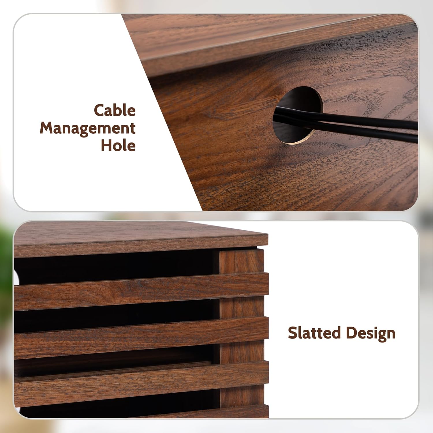 HollyHOME 53"(L) Retro Brown Wood TV Stand(with Fence Door）