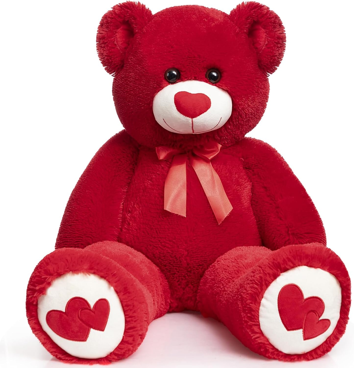 HollyHOME Big Teddy Bear Stuffed Animal Large Bear Plush with Red Heart for Girlfriend and Kids Valentine's Day 36 inch Beige