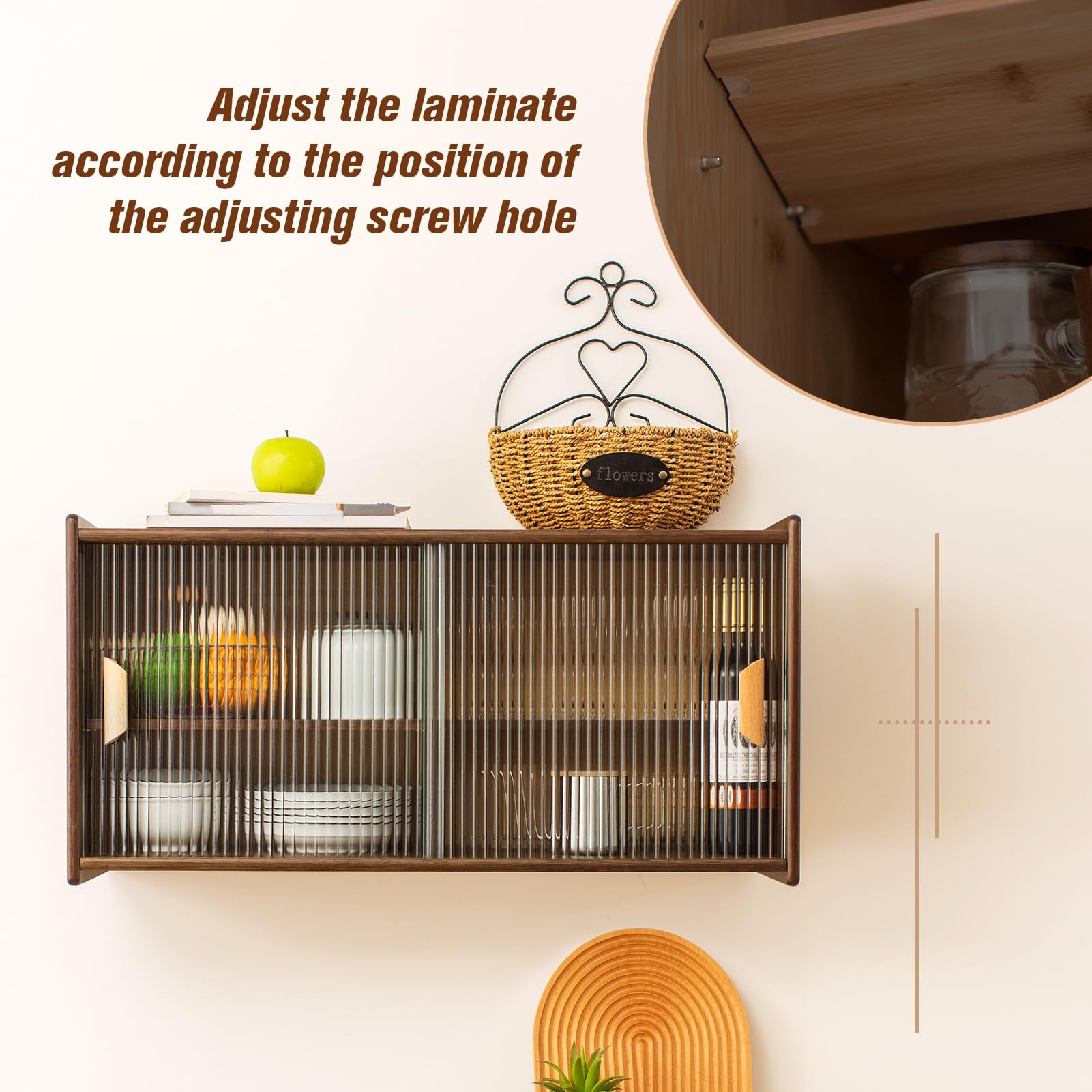 HollyHOME 41.3"(H) Wooden Storage Cabinet with Glass Doors