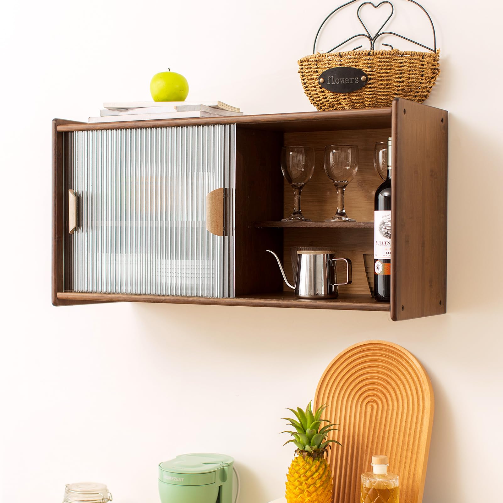 HollyHOME 41.3"(H) Wooden Storage Cabinet with Glass Doors