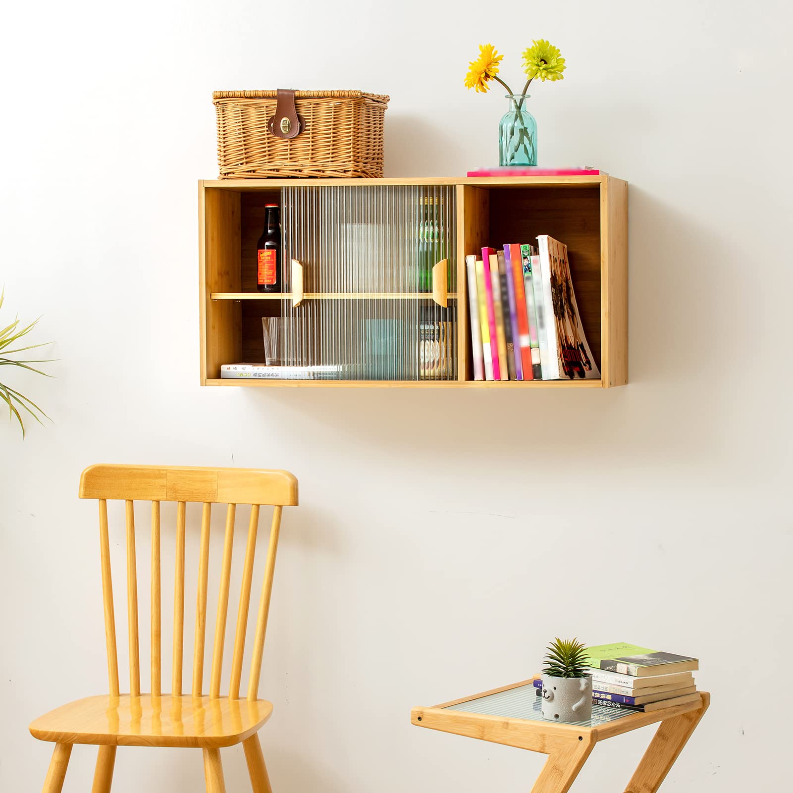 HollyHOME 41.3"(H) Wooden Storage Cabinet with Glass Doors