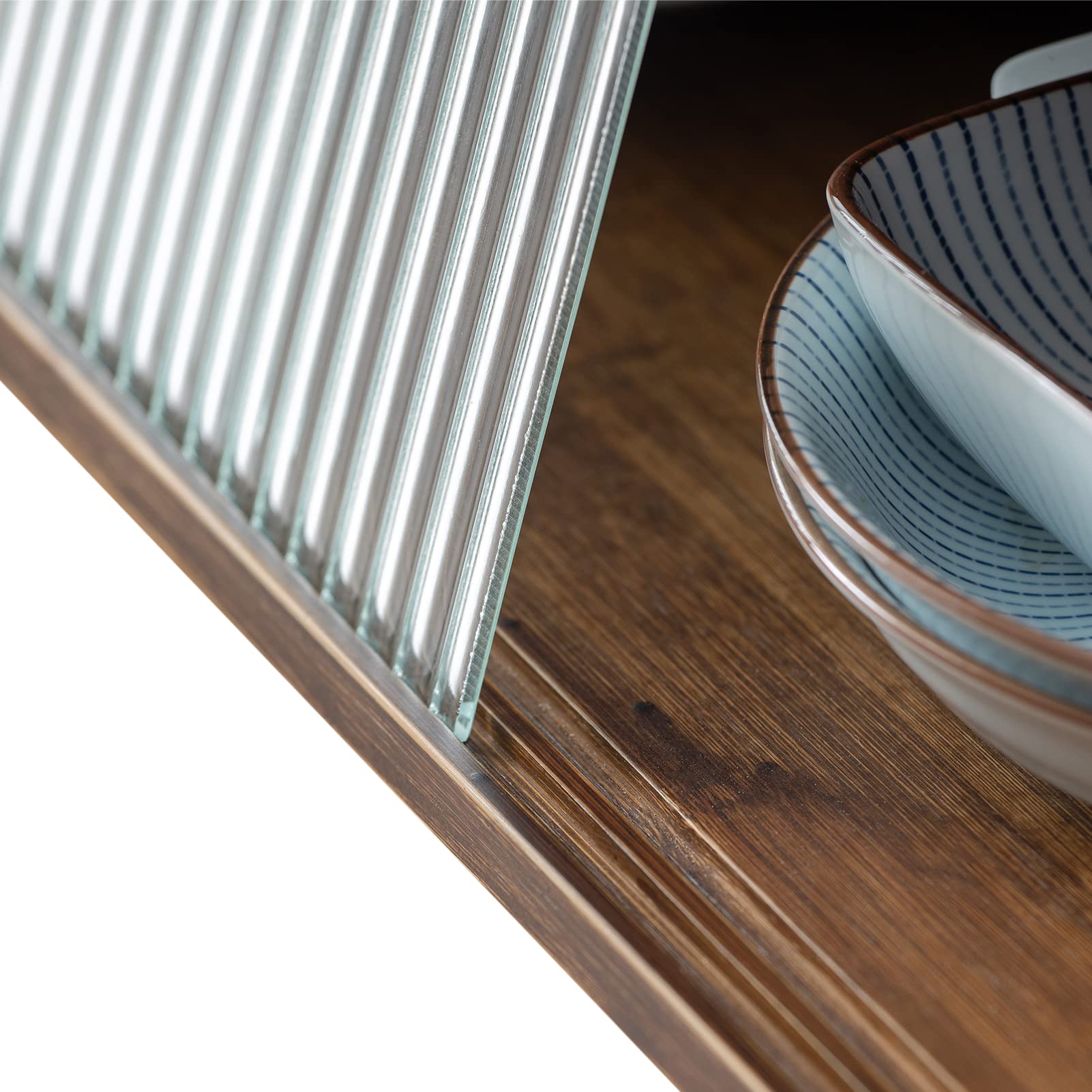 HollyHOME 41.3"(H) Wooden Storage Cabinet with Glass Doors