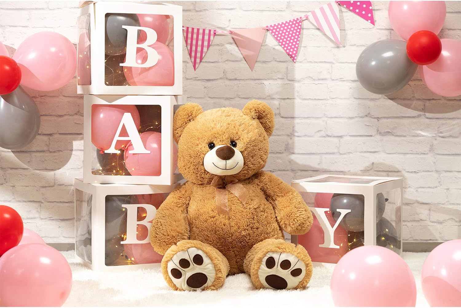 HollyHOME Teddy Bear Stuffed Animal Plush Giant Teddy Bears with Footprints Big Bear 36 inch Chocolate