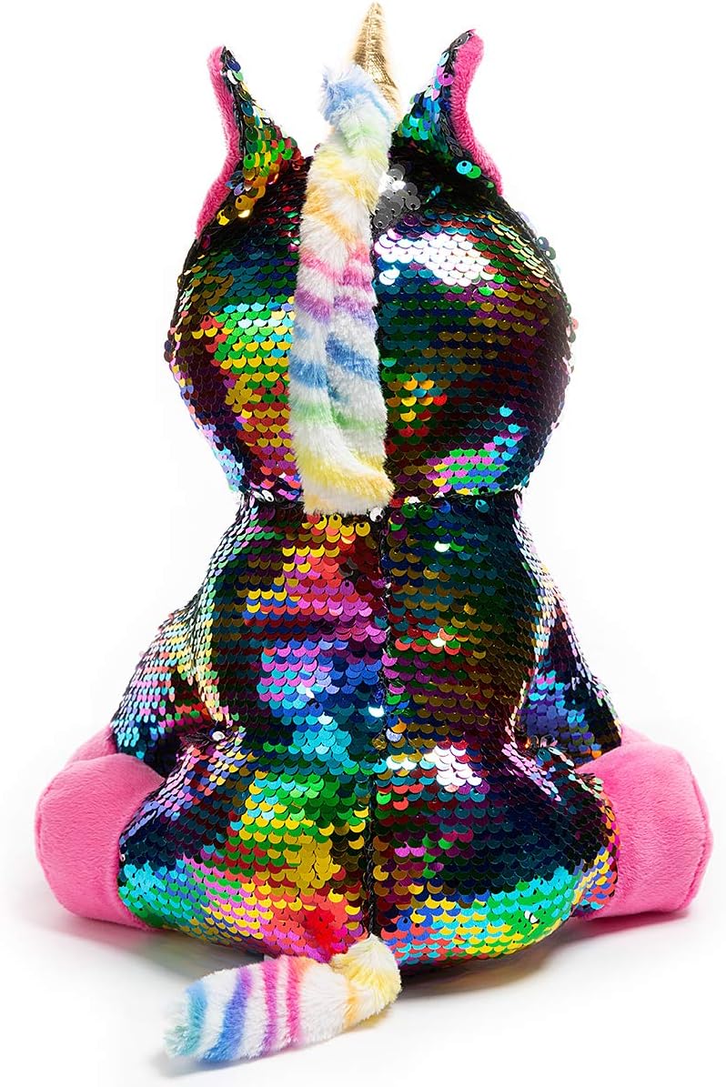 HollyHOME Sequins Unicorn Stuffed Animal Toy Reversible Rainbow Sequins Unicorn Gift for Kids 12 Inches