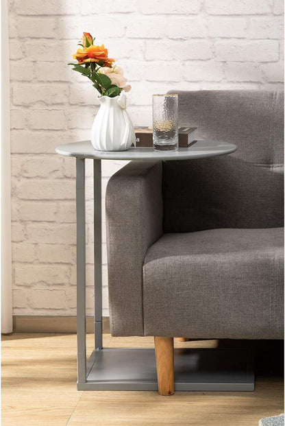 HollyHOME Round&Rectangle Metal End Side Table, Accent Anti-Rust Waterproof Simplistic Sofa Table, Modern Outdoor&Indoor Characteristic Coffee Table, (D)18.03"x(H)23.03"x(L)17.24"x(W)13.27", Grey