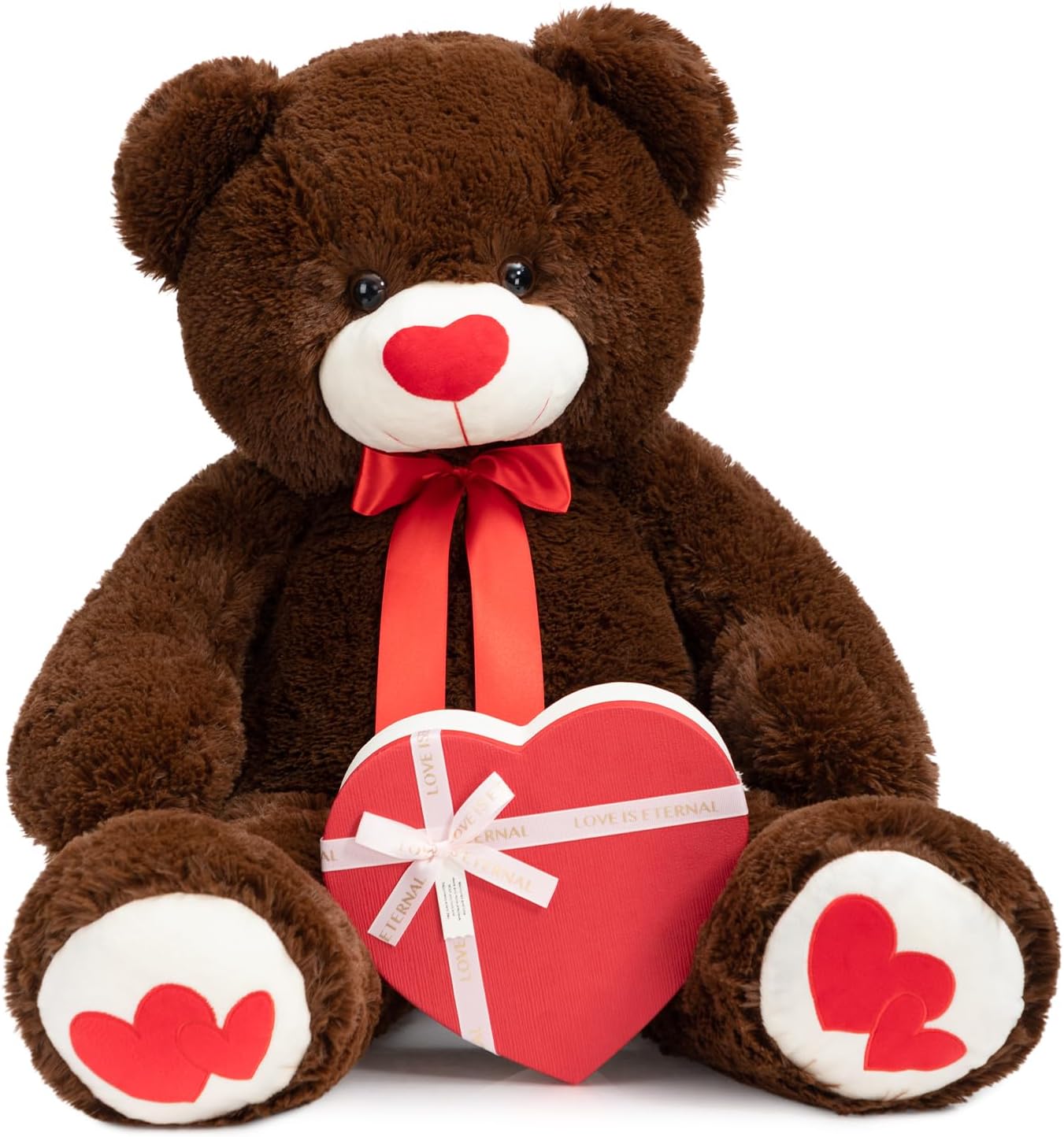 HollyHOME Big Teddy Bear Stuffed Animal Large Bear Plush with Red Heart for Girlfriend and Kids Holiday Toy Gift 36 inch Black