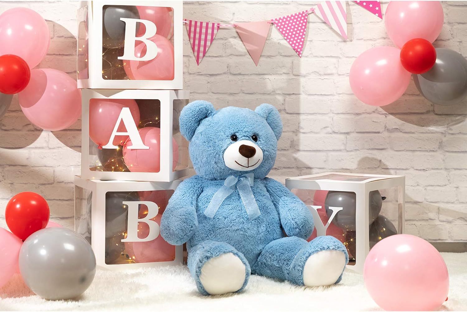 HollyHOME Big Teddy Bear Large Teddy Bear Stuffed Animal Birthday Valentines Day Plush for Kids and Girlfriend 36 inch Blue