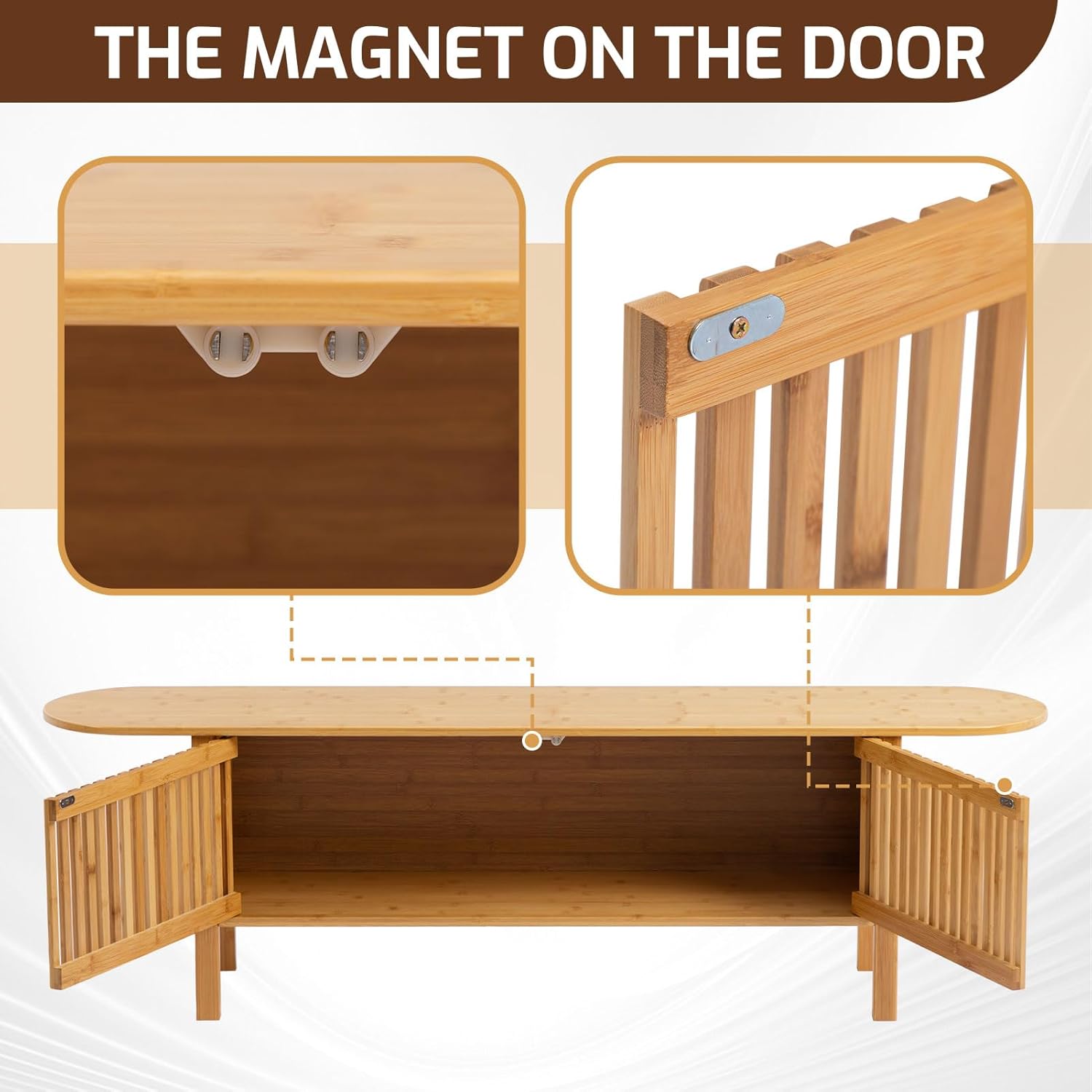 HollyHOME Bamboo TV Stand (with Fence Door)