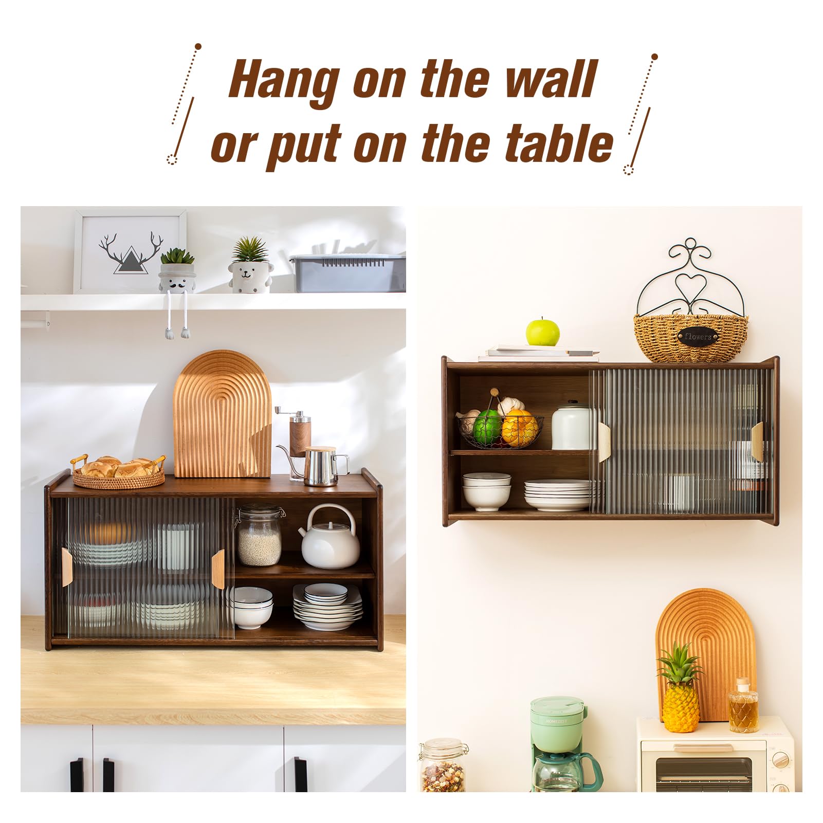 HollyHOME 41.3"(H) Wooden Storage Cabinet with Glass Doors