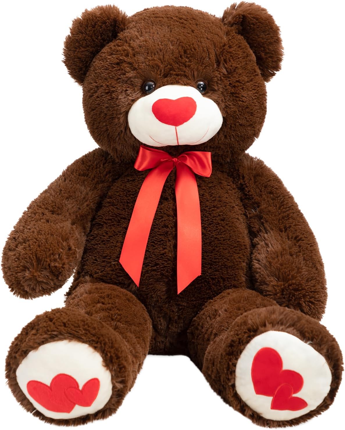 HollyHOME Big Teddy Bear Stuffed Animal Large Bear Plush with Red Heart for Girlfriend and Kids Valentine's Day 36 inch Beige