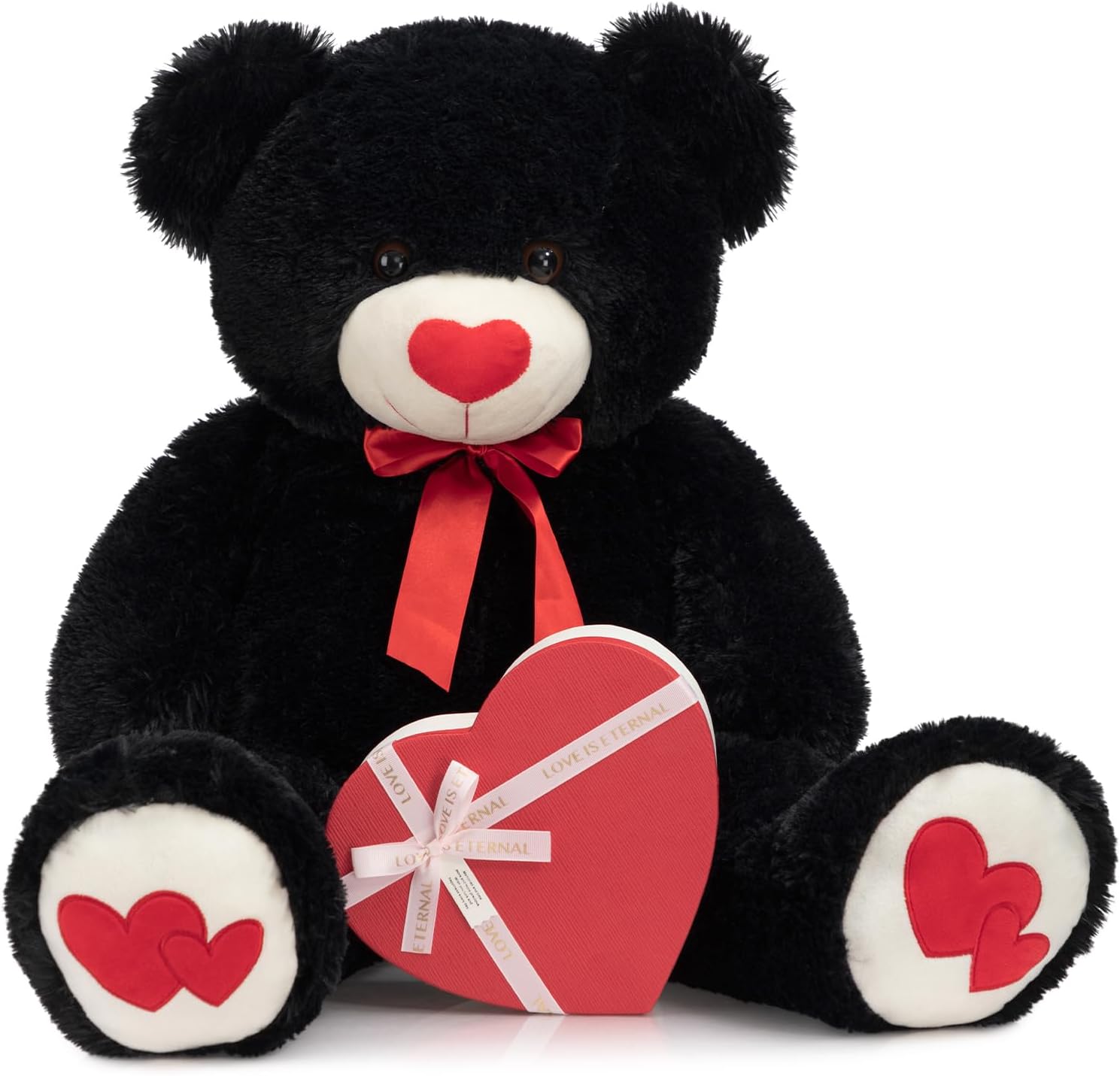 HollyHOME Big Teddy Bear Stuffed Animal Large Bear Plush with Red Heart for Girlfriend and Kids Holiday Toy Gift 36 inch Black