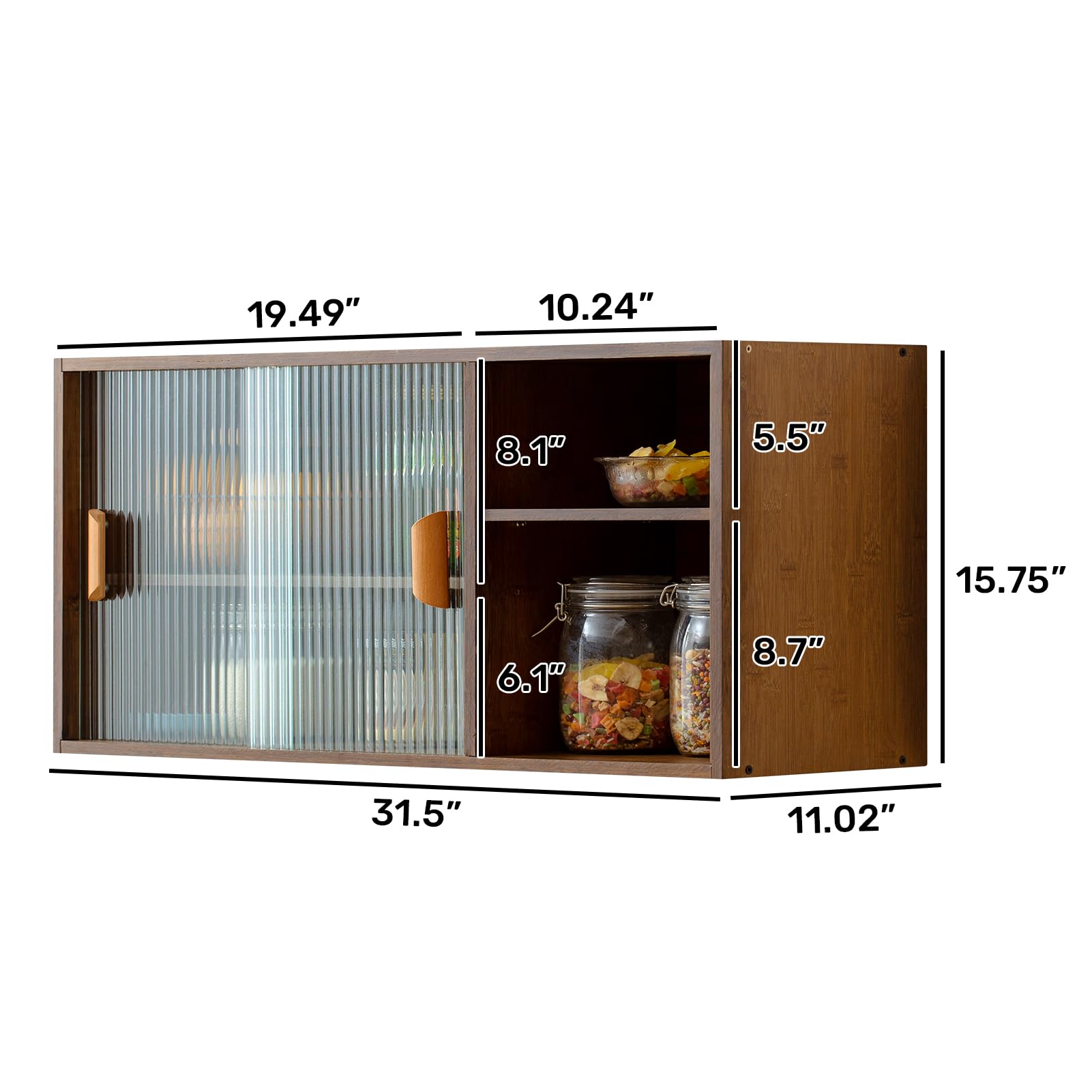 HollyHOME 41.3"(H) Wooden Storage Cabinet with Glass Doors