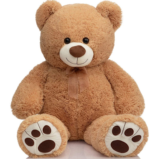 HollyHOME Teddy Bear Stuffed Animal Plush Giant Teddy Bears with Footprints Big Bear 36 inch Tan