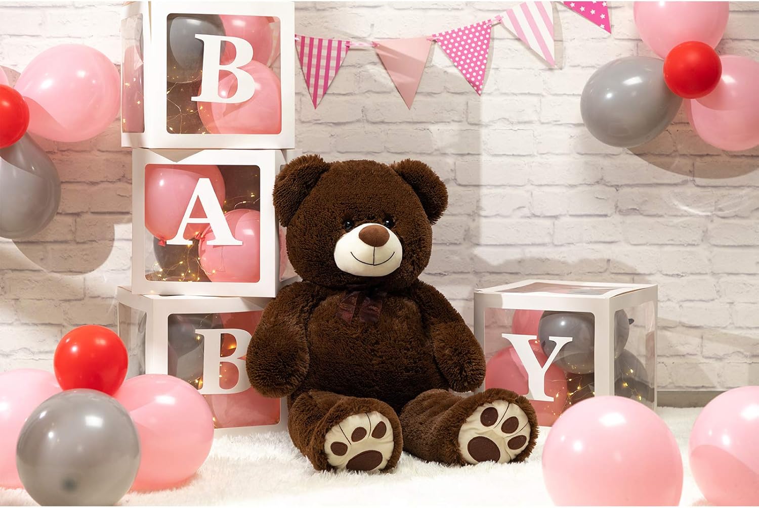 HollyHOME Teddy Bear Stuffed Animal Plush Giant Teddy Bears with Footprints Big Bear 36 inch Chocolate