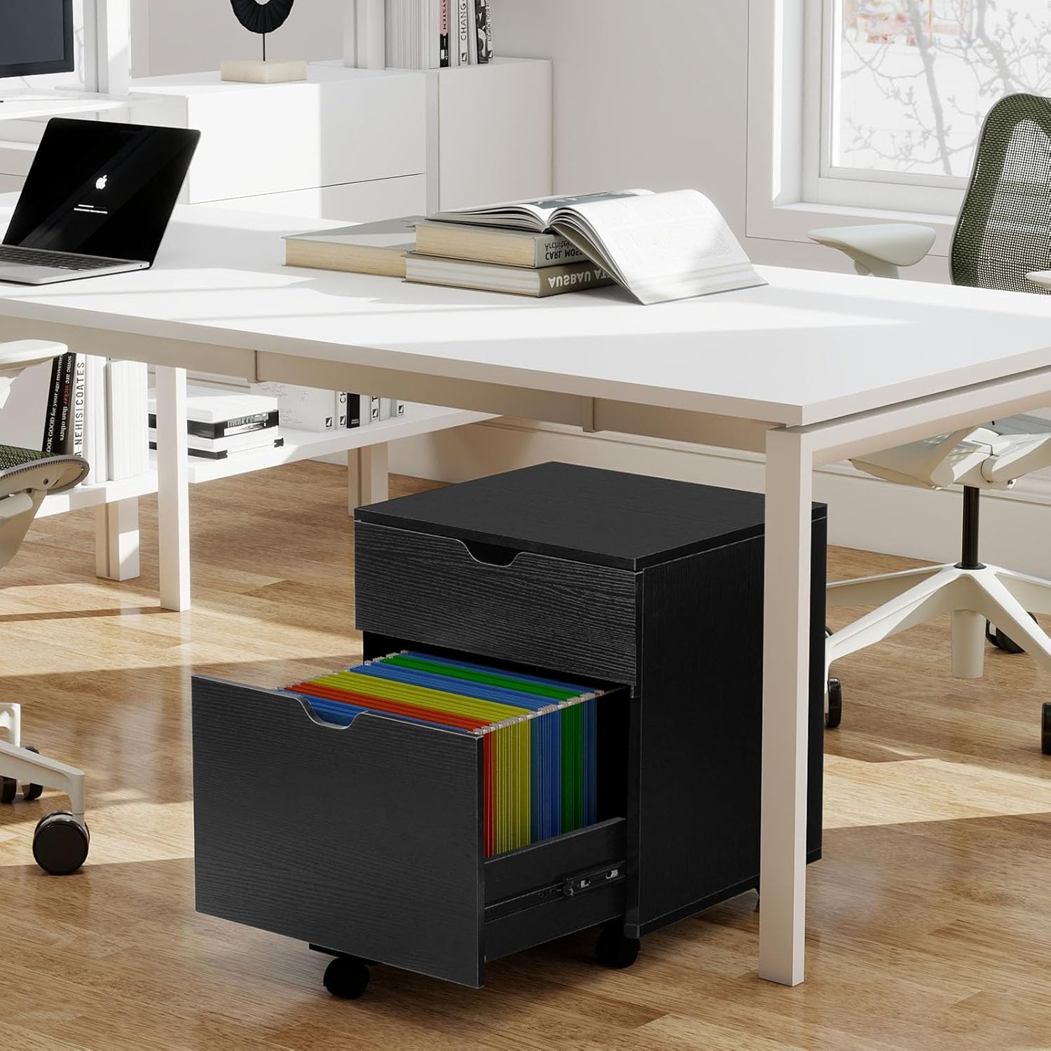 HollyHOME Black 2 Drawers Filing File Cabinet