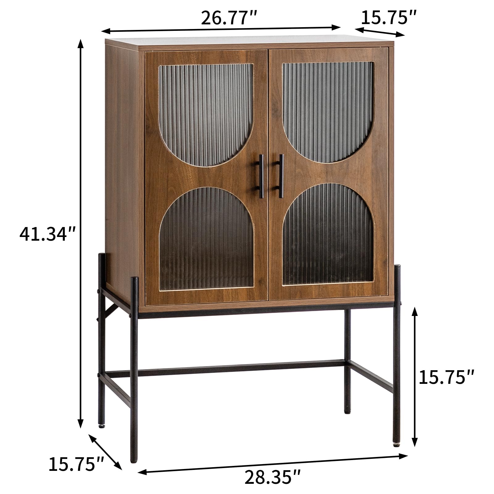 HollyHOME 41.3"(H) Wooden Storage Cabinet with Glass Doors