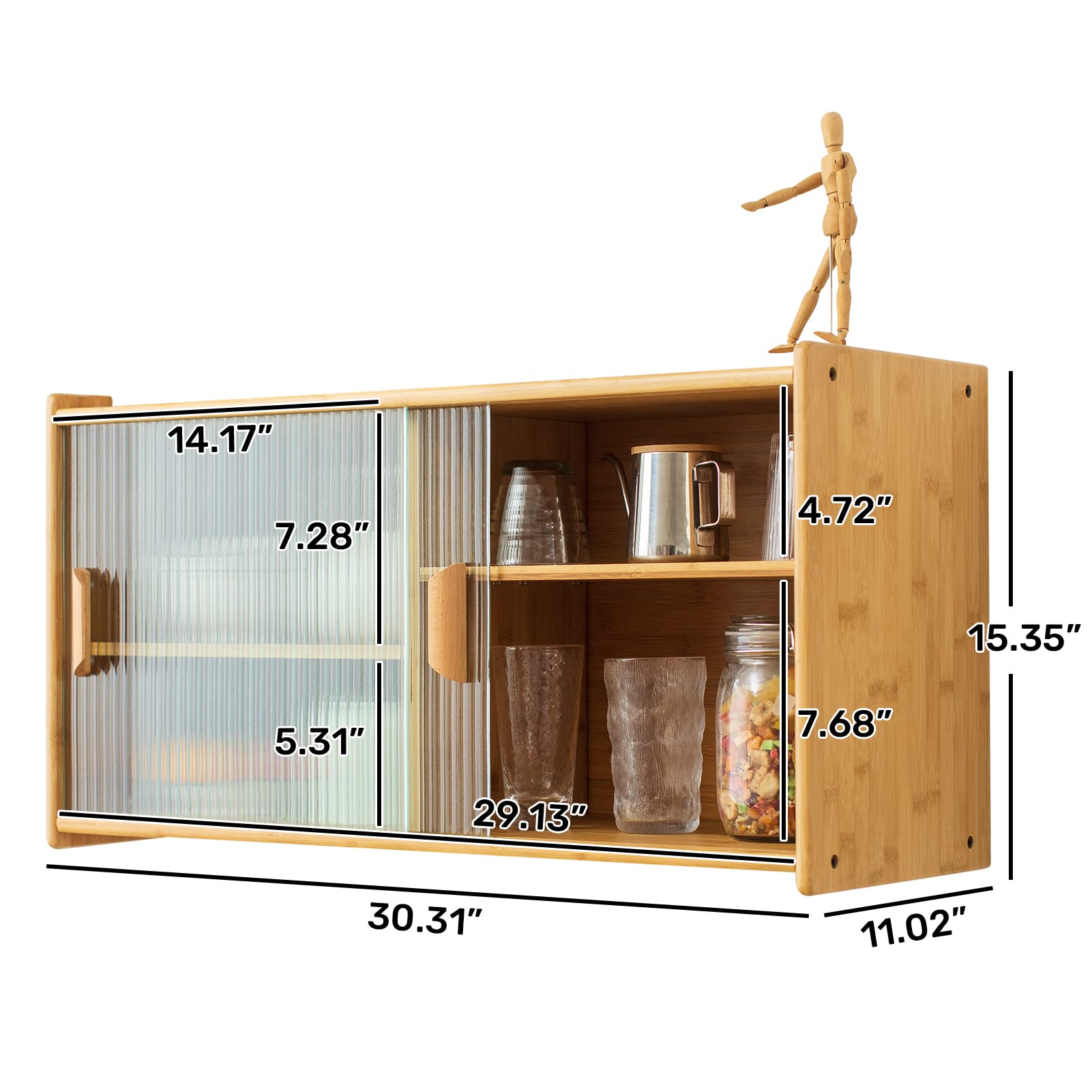 HollyHOME 41.3"(H) Wooden Storage Cabinet with Glass Doors