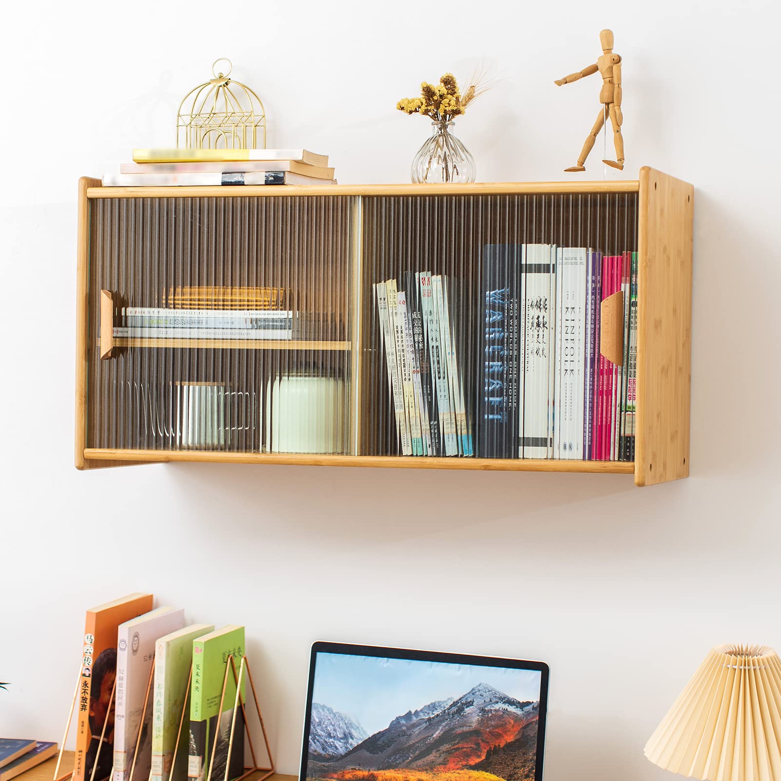 HollyHOME 41.3"(H) Wooden Storage Cabinet with Glass Doors