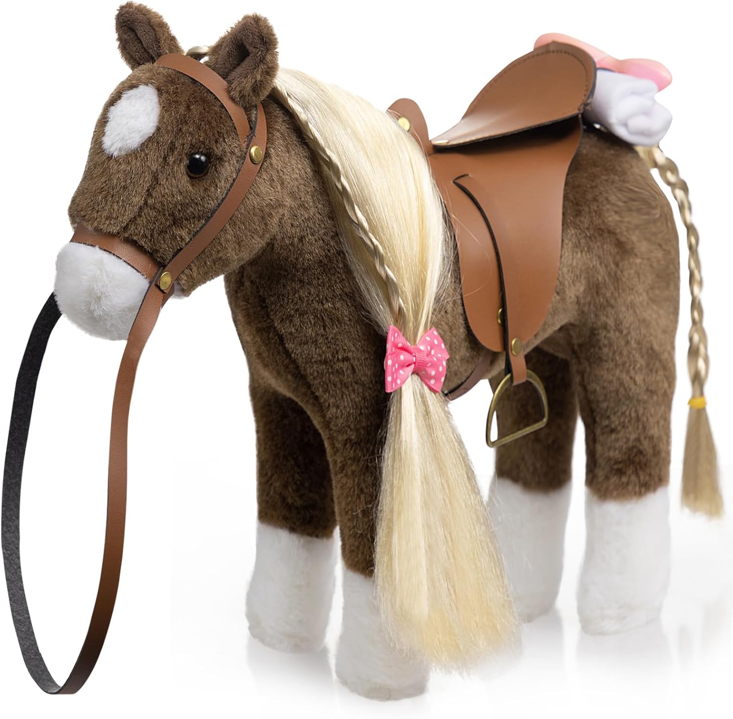 HollyHOME Horse Stuffed Animal Cute Pony Plush Pretend Play Horse Toys for Girls 11 inches Chocolate