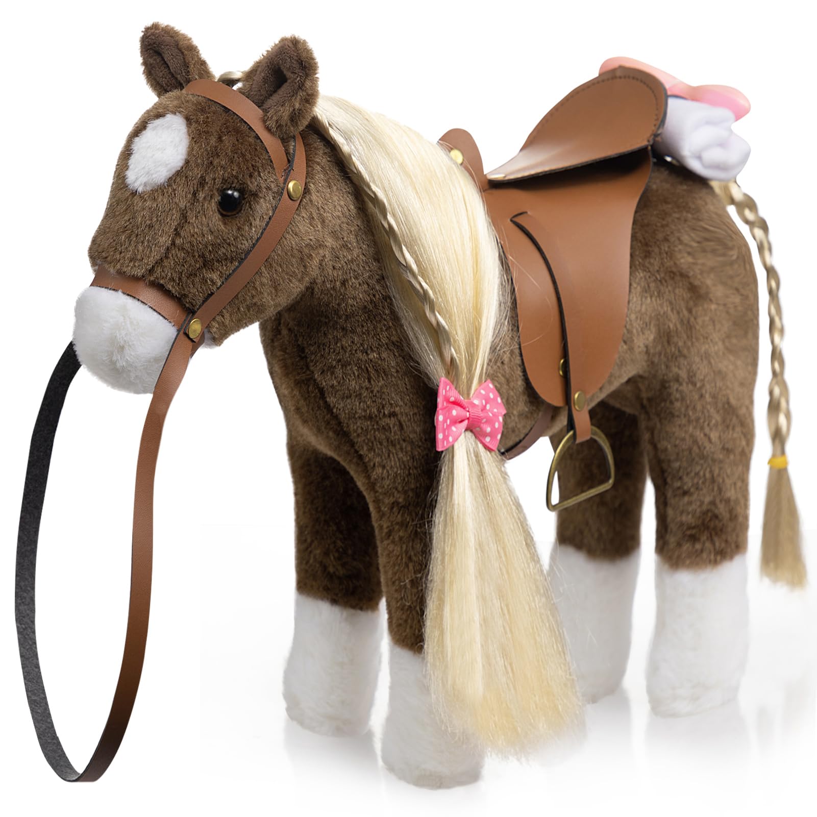 HollyHOME Horse Stuffed Animal Cute Pony Plush Pretend Play Horse Toys for Girls 11 inches Chocolate