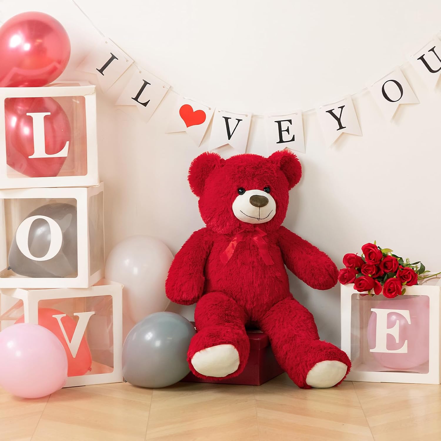 HollyHOME Big Teddy Bear Large Teddy Bear Stuffed Animal Birthday Valentines Day Plush for Kids and Girlfriend 36 inch Gray