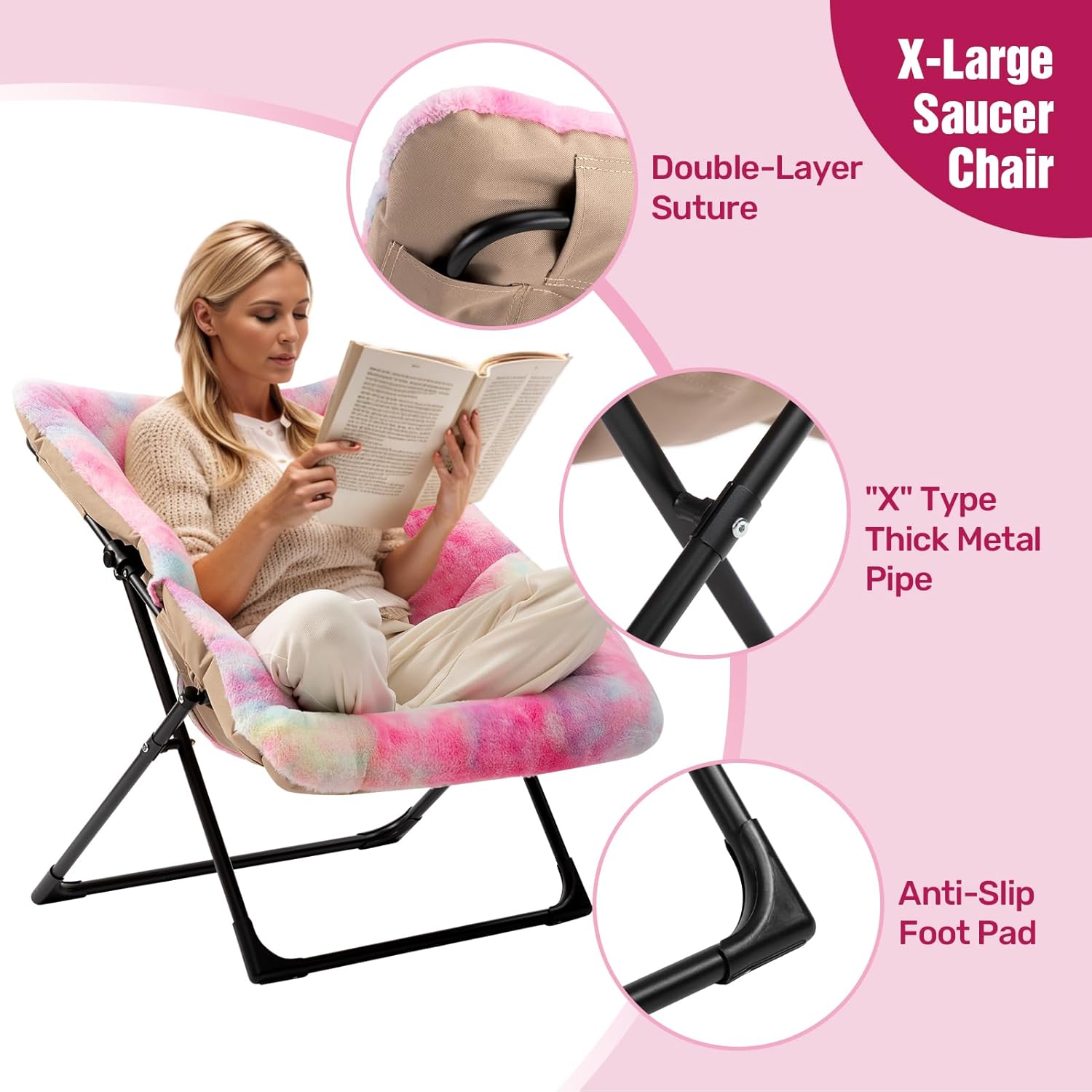 HollyHOME X-Large Colorful Saucer Chair