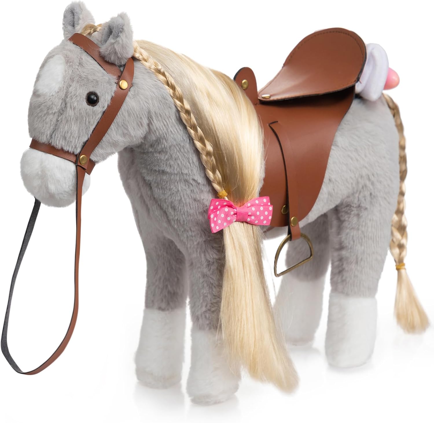 HollyHOME Palomino Horse Stuffed Animal Pretty Pony Plush Toy Pretend Play Horse 11 inches Beige