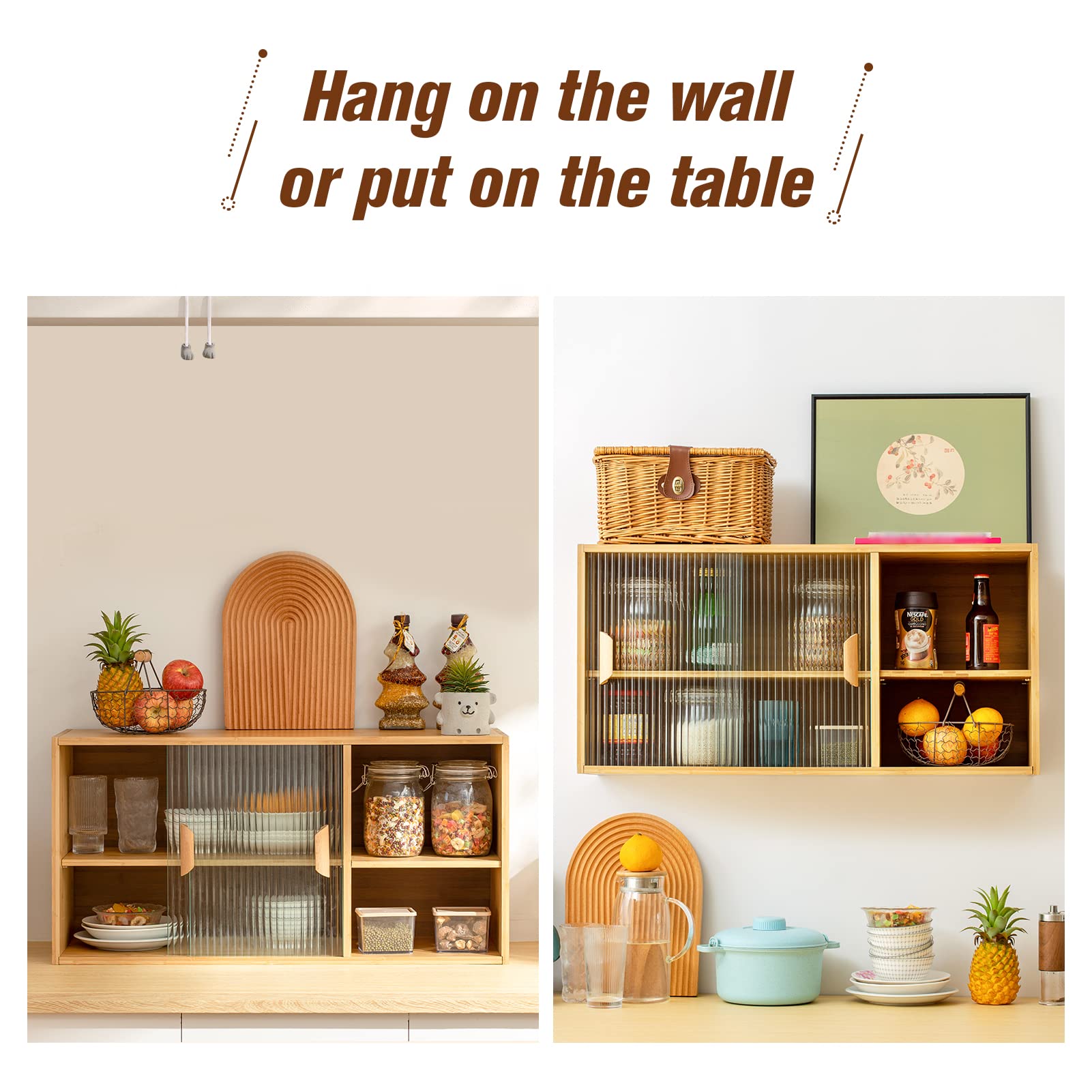 HollyHOME 41.3"(H) Wooden Storage Cabinet with Glass Doors