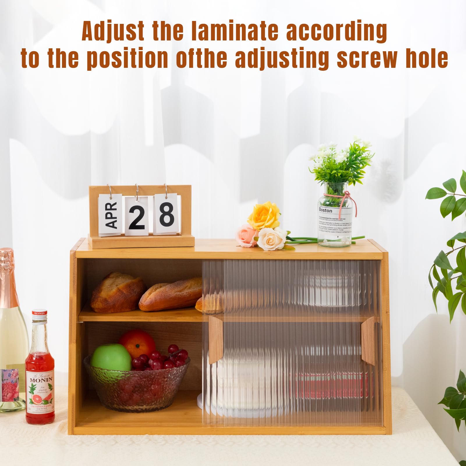 HollyHOME 41.3"(H) Wooden Storage Cabinet with Glass Doors