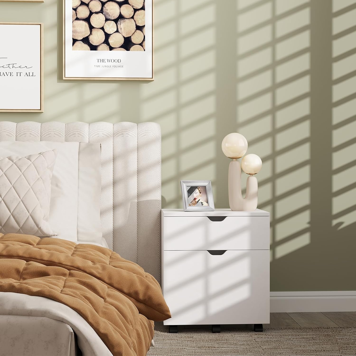 HollyHOME White 2-Drawer Wood File Cabinet