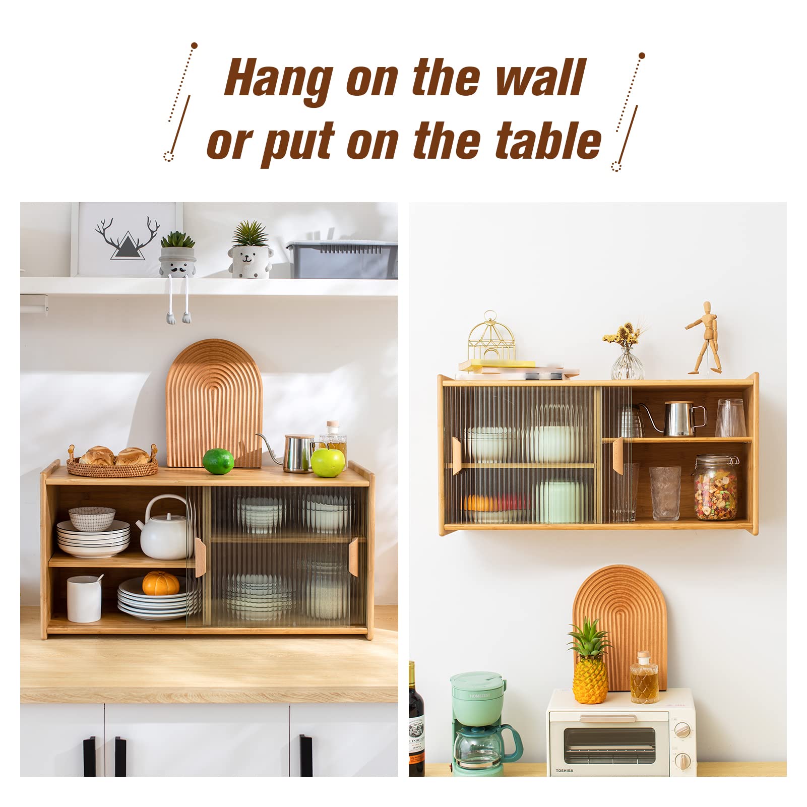 HollyHOME 41.3"(H) Wooden Storage Cabinet with Glass Doors