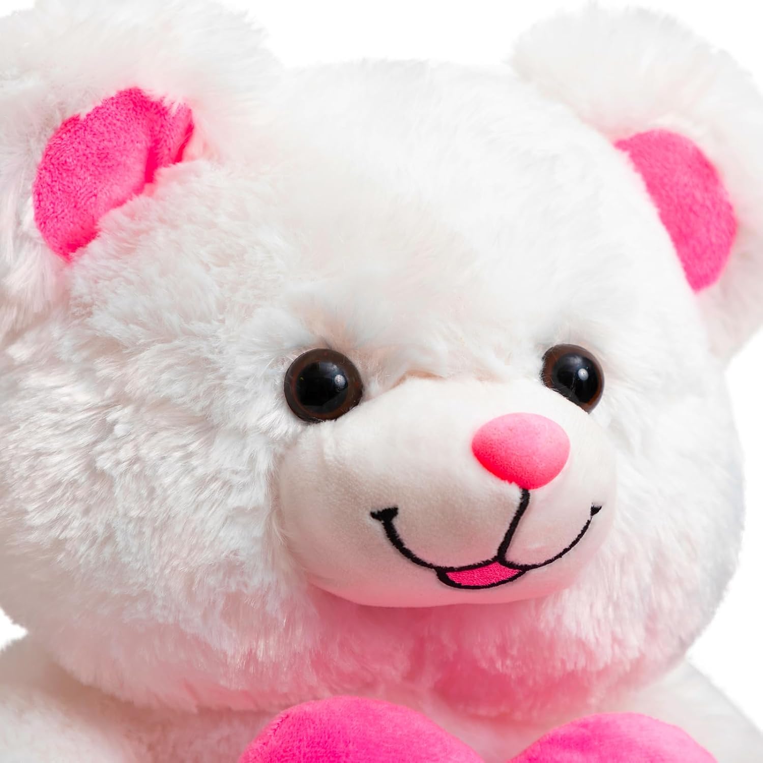 HollyHOME Teddy Bear with Pink Heart Plush Bear That Says I Love You and Blushes LED Stuffed Toys for Girlfriend and Kids Valentine's Day 13 inch White