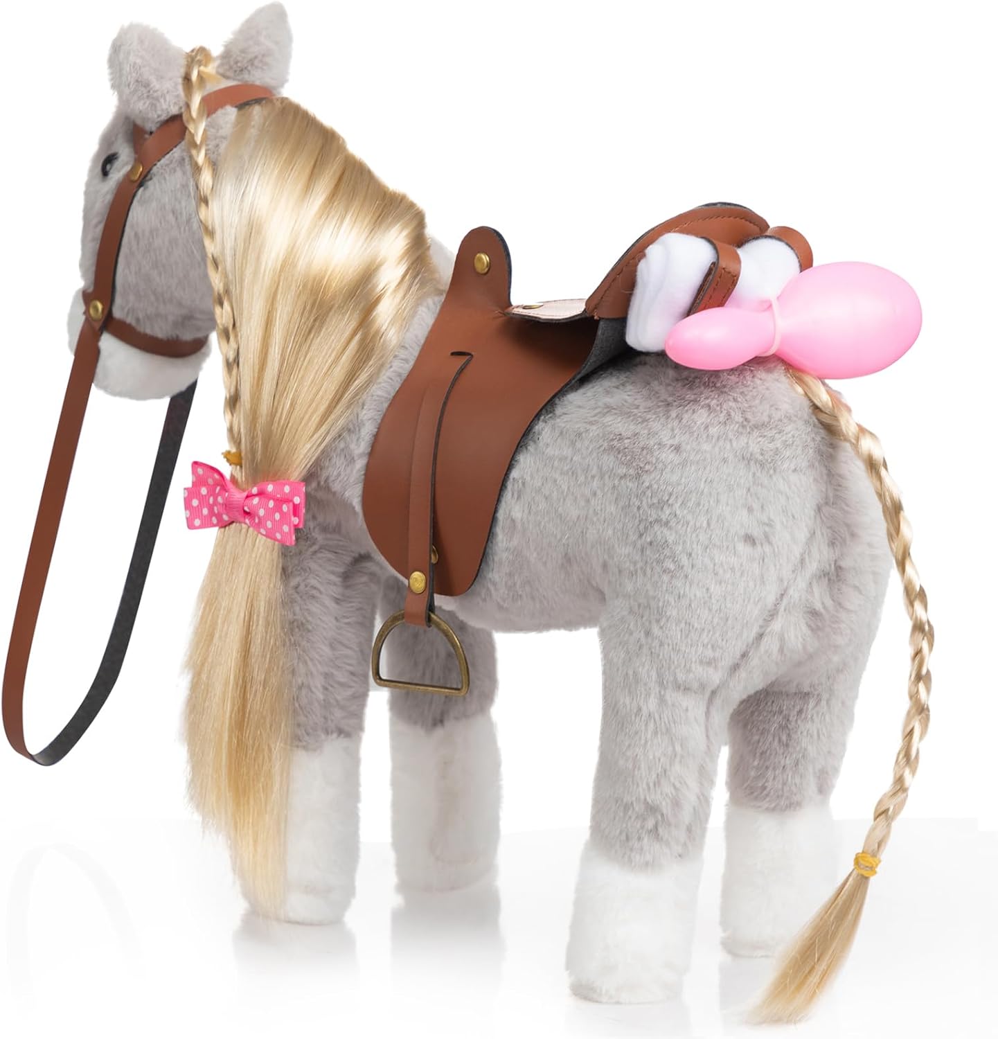 HollyHOME Palomino Horse Stuffed Animal Pretty Pony Plush Toy Pretend Play Horse 11 inches Beige